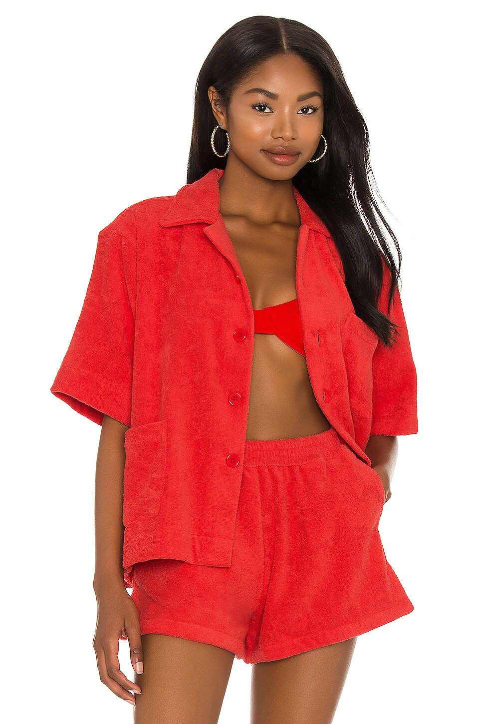 TERRY Boxy Shirt in Red