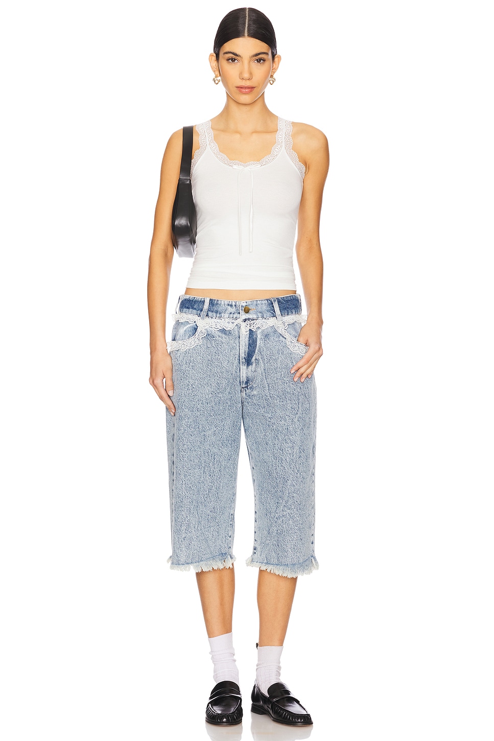 Tanner Fletcher Sid Lace Trim Long Shorts thumbnail