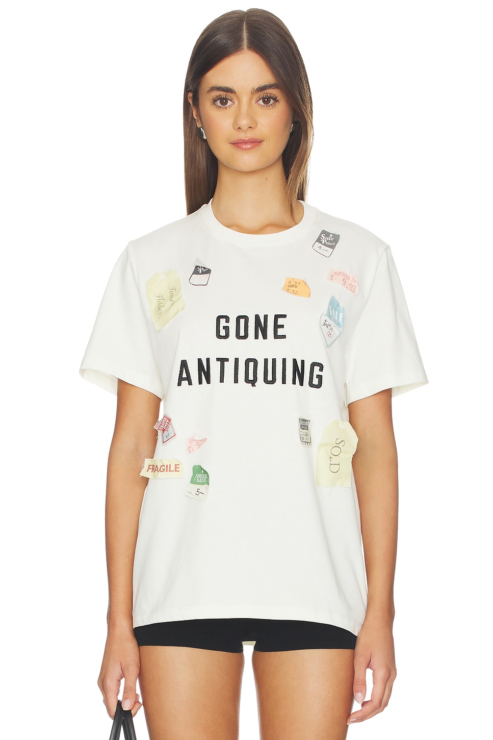 Gone Antiquing Applique Tee in Ivory - thumbnail 2