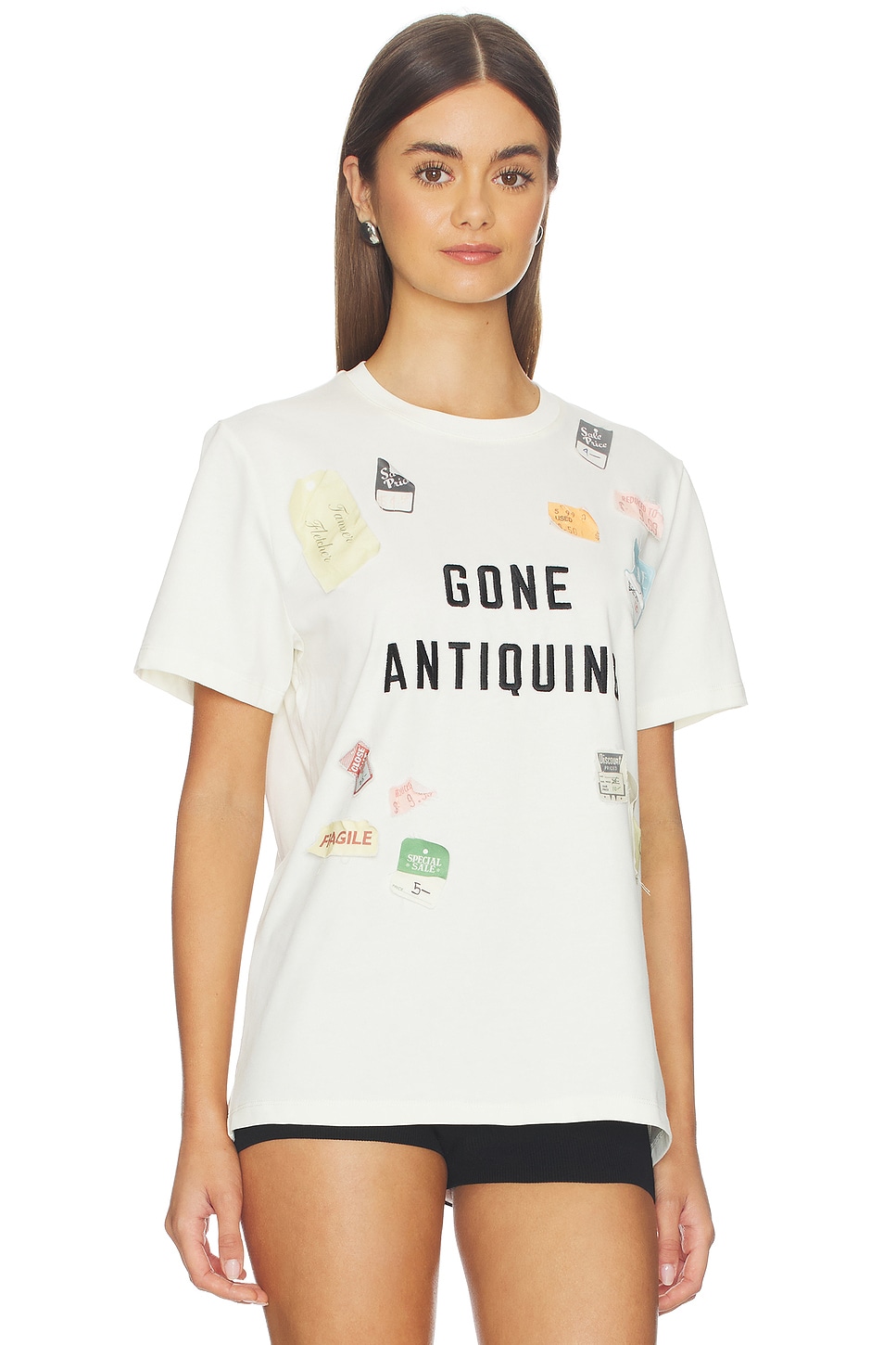 Gone Antiquing Applique Tee in Ivory - thumbnail 3