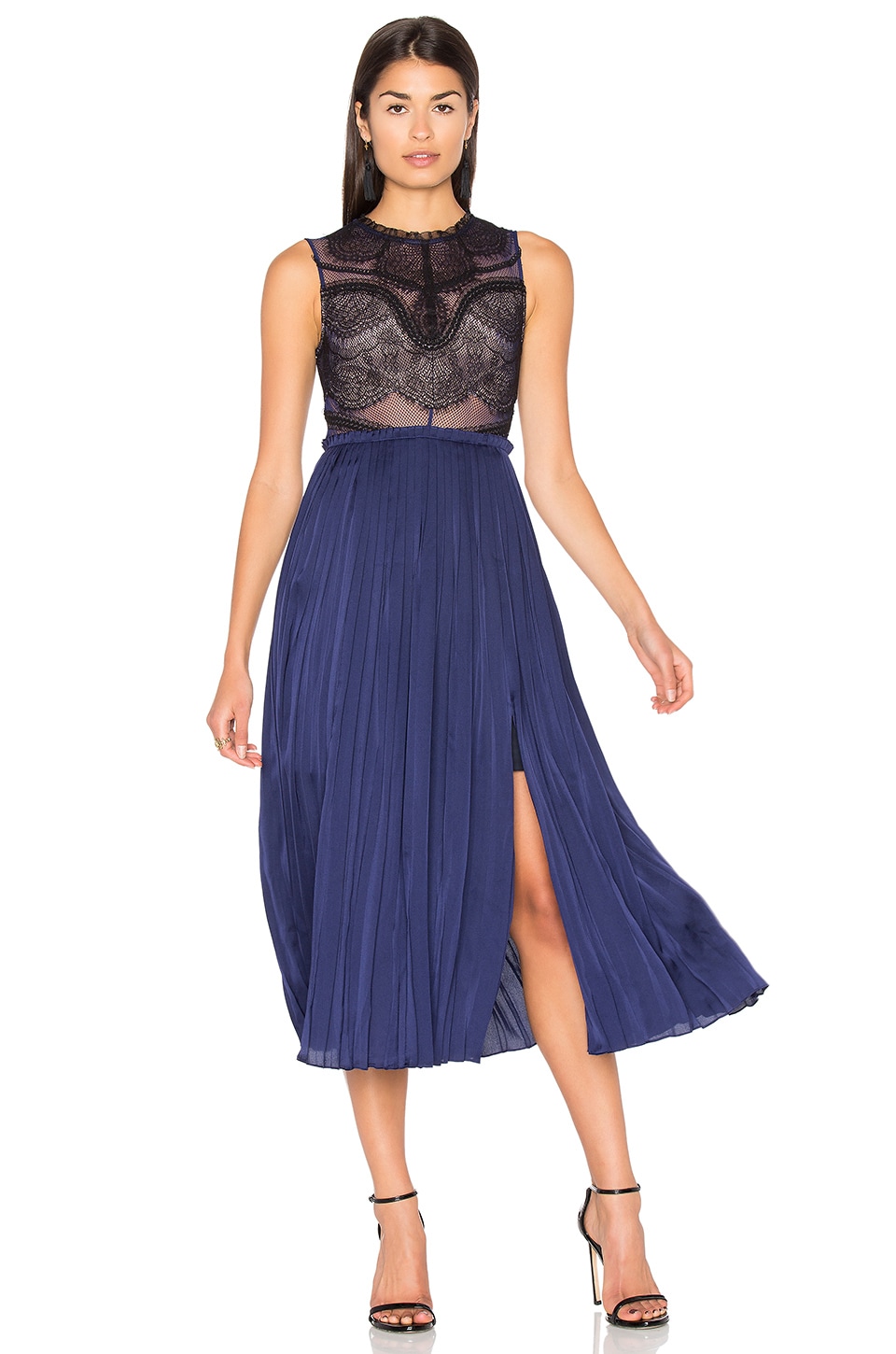 Three Floor Whistle Dress in Navy & Black REVOLVE