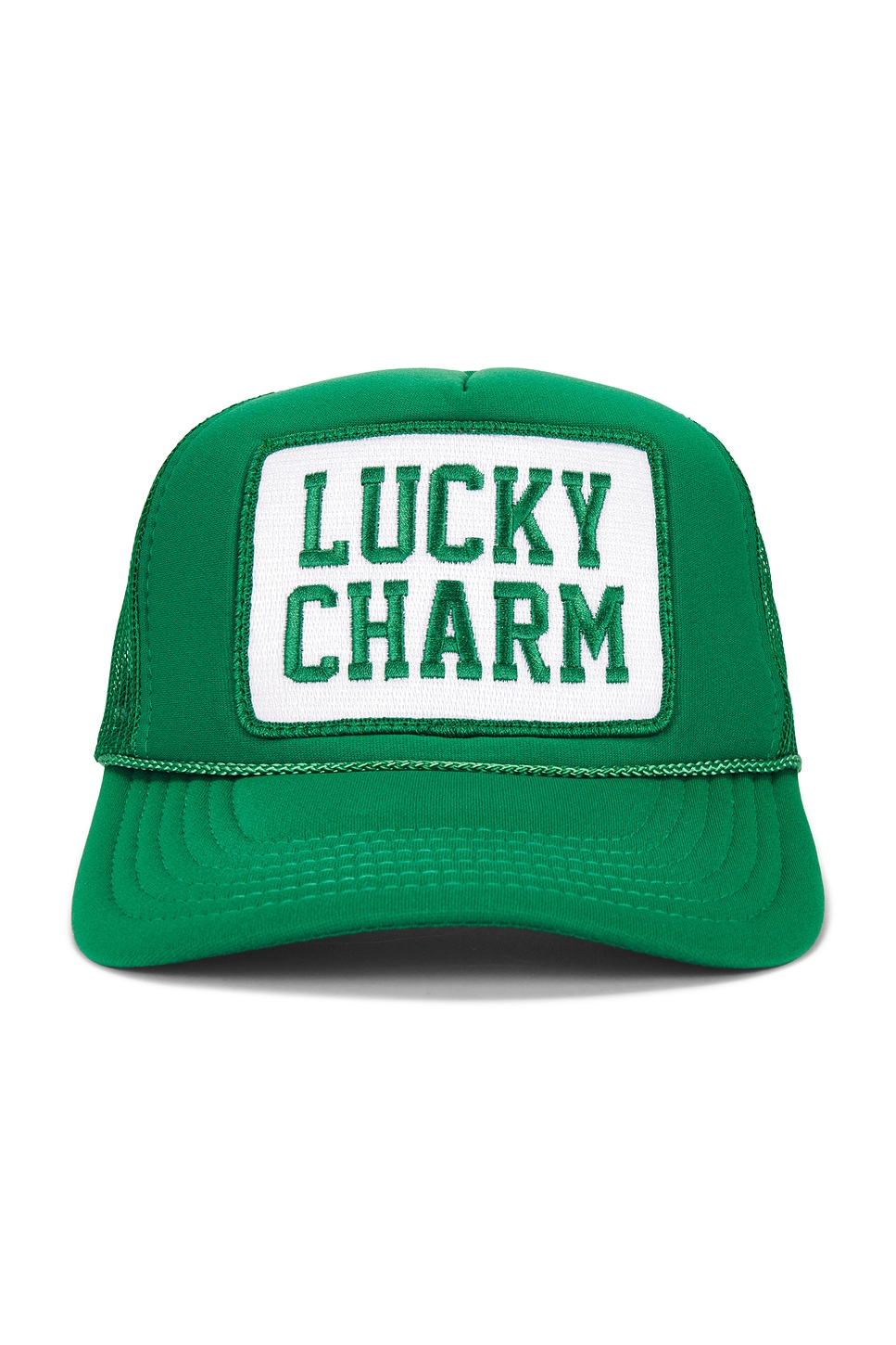 Friday Feelin Lucky Charm Trucker Hat in Green | REVOLVE