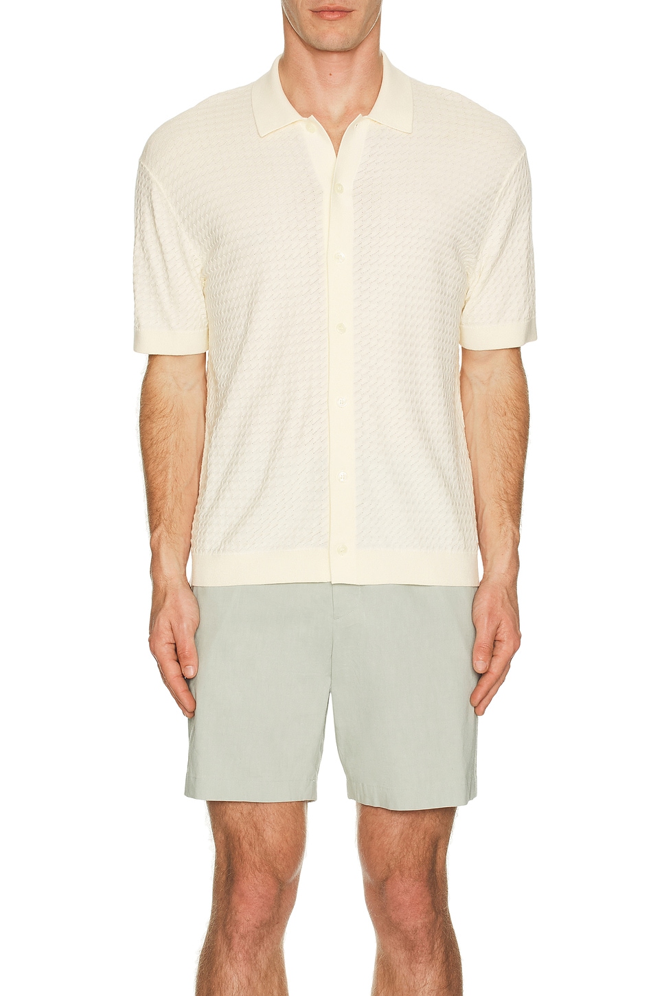 Theory Cairn Short Sleeve Shirt in Eggshell | REVOLVE