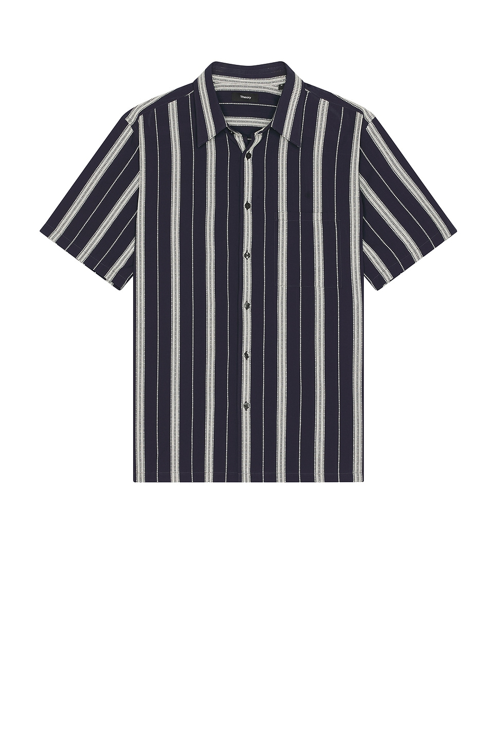 Theory Noll Short Sleeve Shirt in Baltic & White | REVOLVE