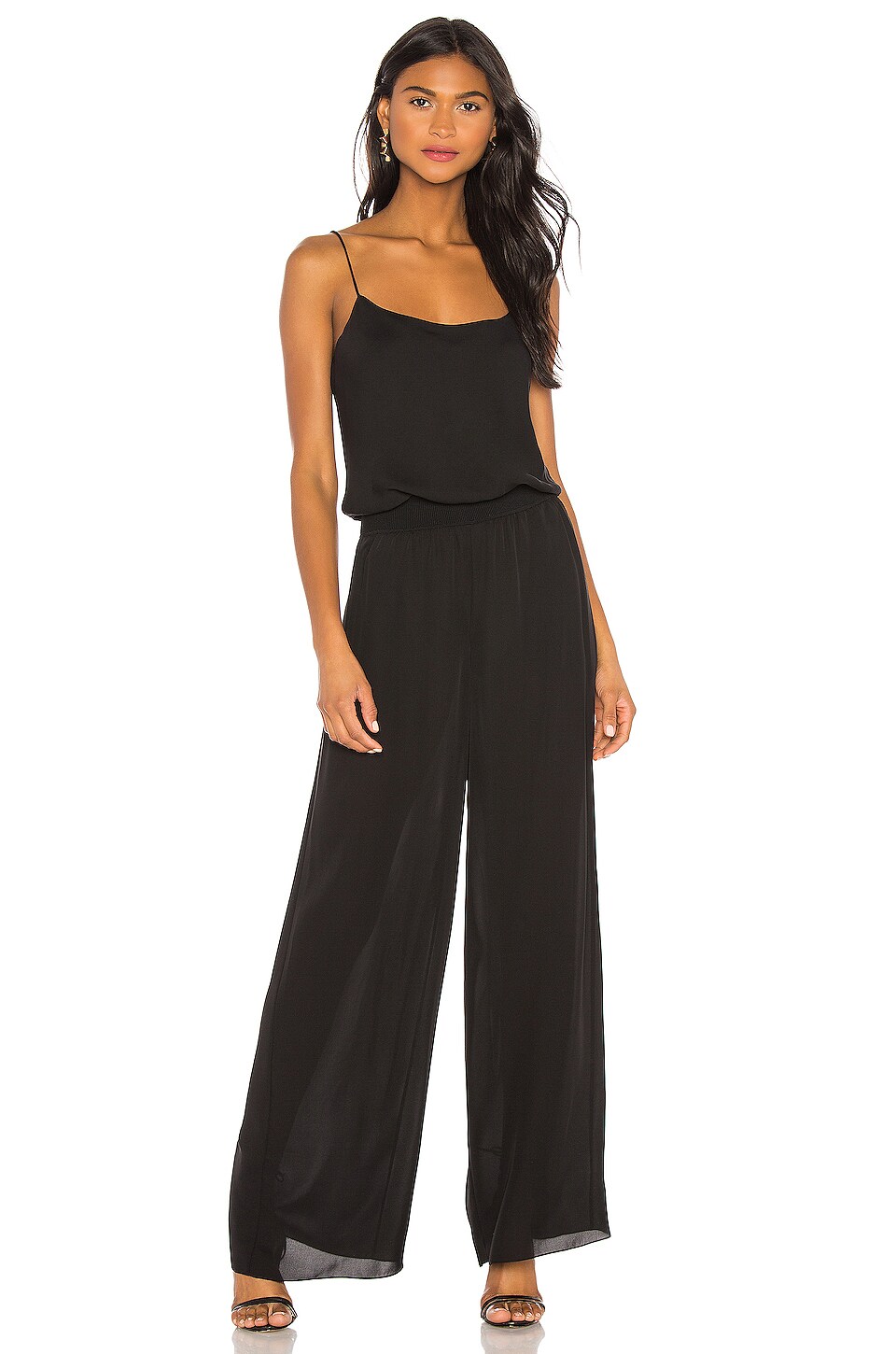 THEORY THEORY RIB WAISTBAND JUMPSUIT IN BLACK.,THEO-WC3