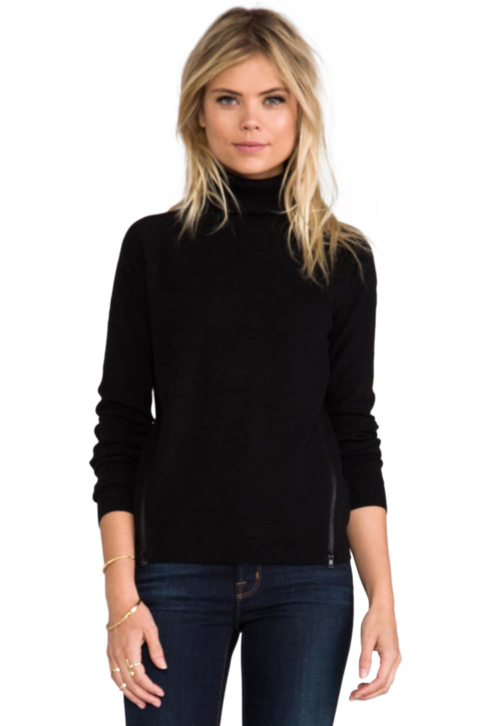 Theory Evian Stretch Kentyn Turtleneck in Black | REVOLVE