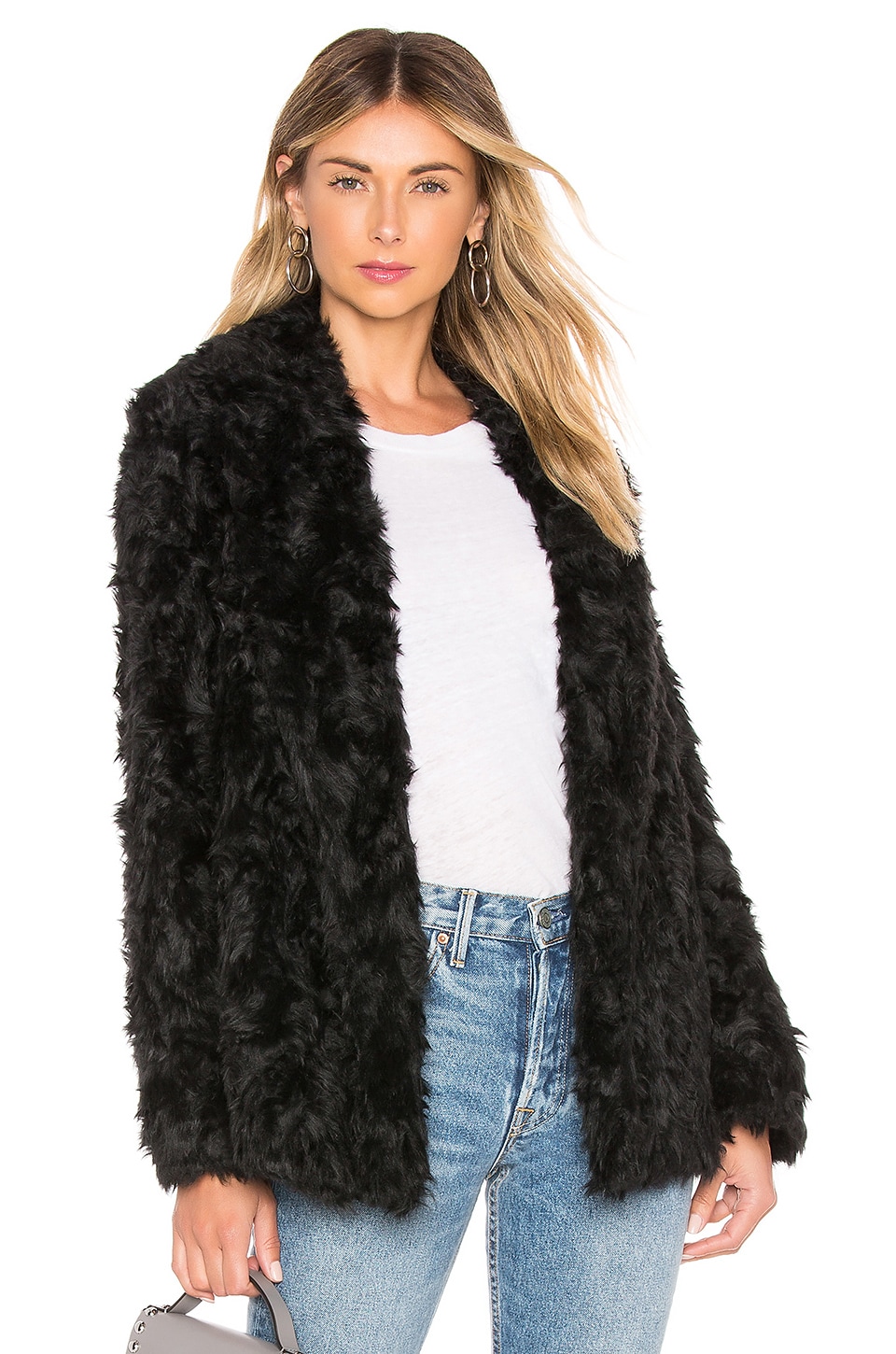 Theory Clairene Faux Fur Coat in Black | REVOLVE