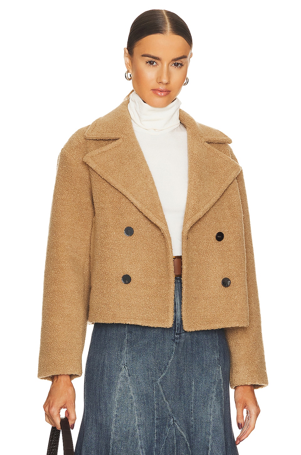 theory Teddy Fleece Faux Fur Peacoat S-