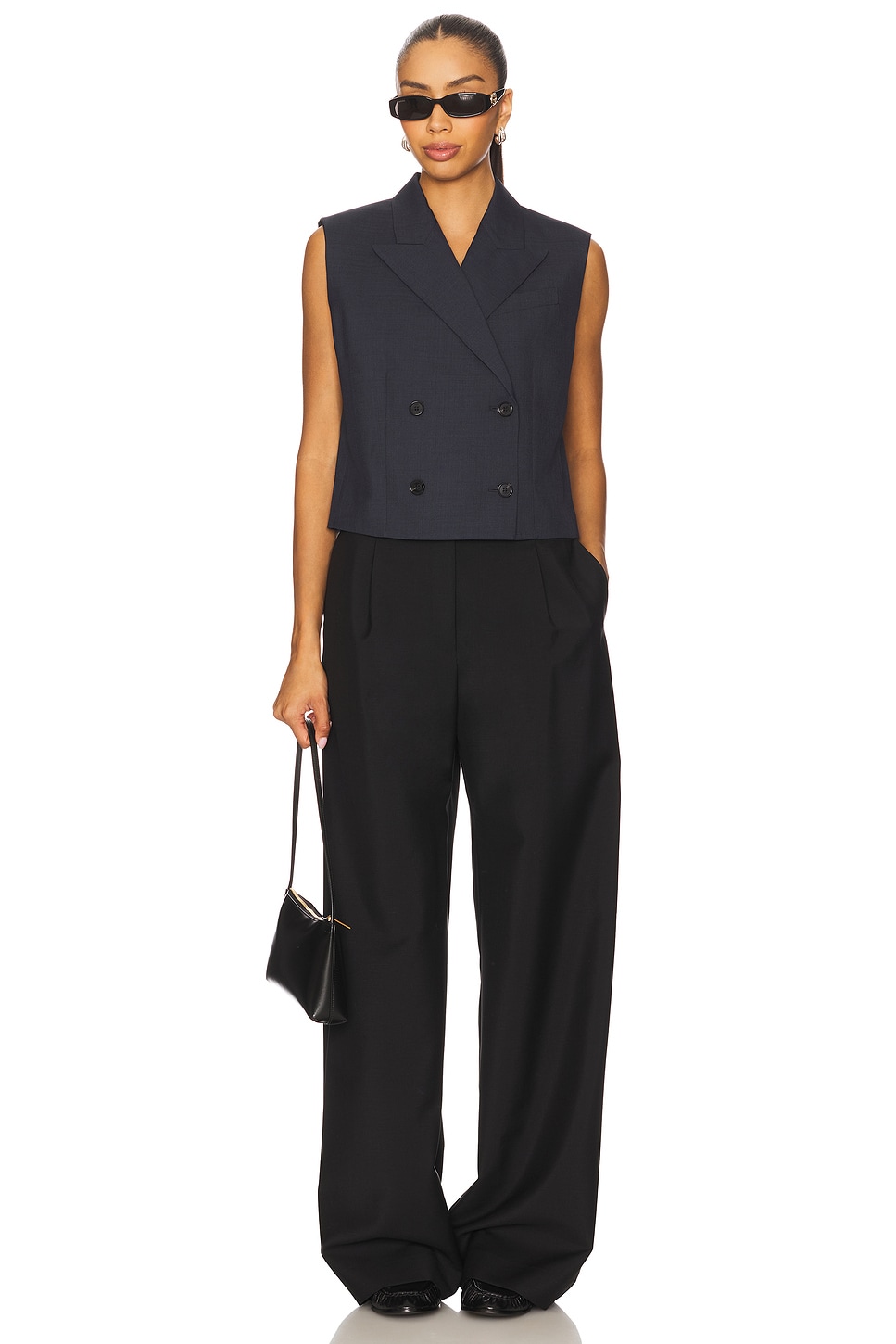 Theory Peak Double Breasted Vest in Nocturne Navy | REVOLVE