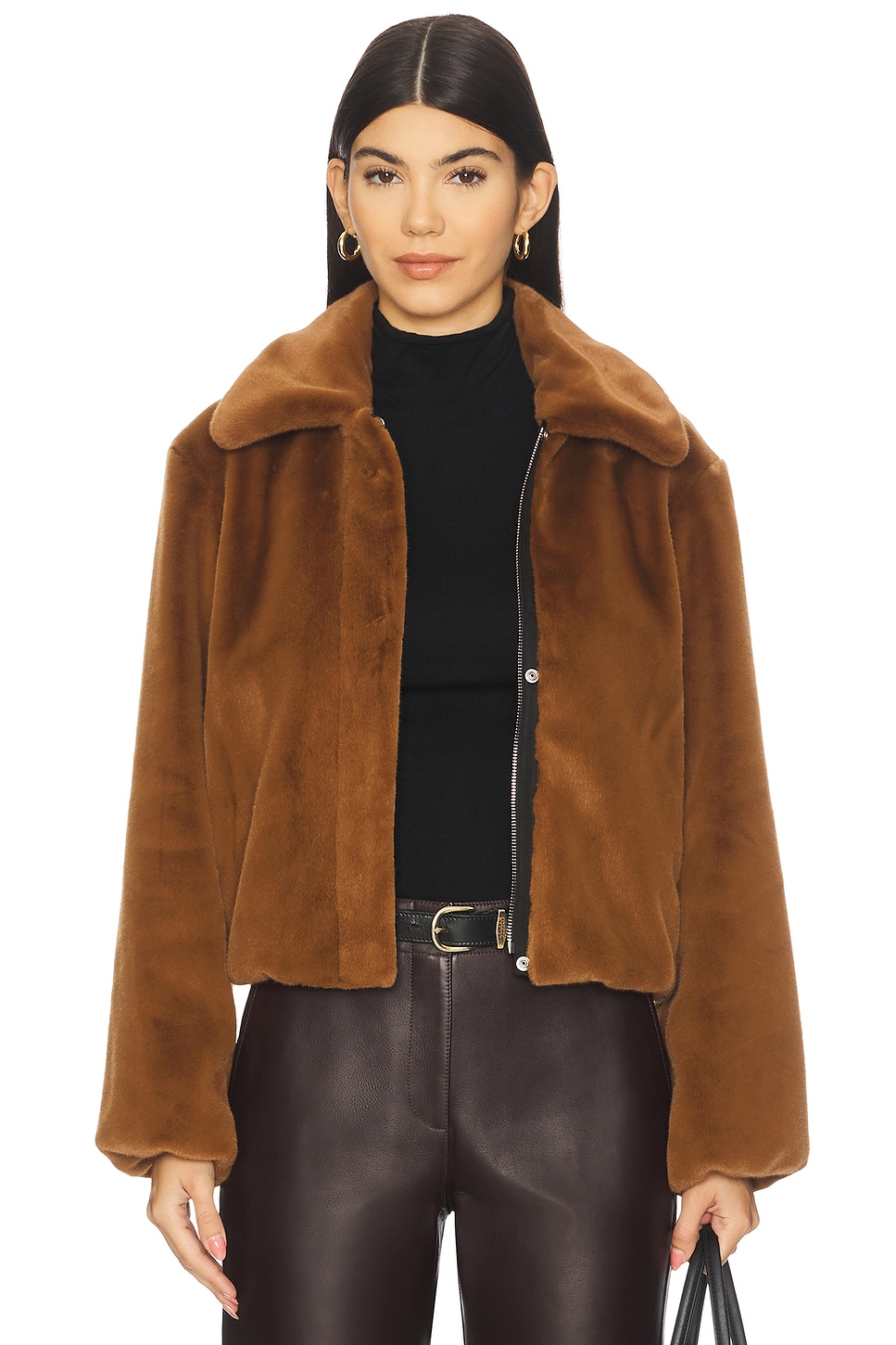 Theory Faux Fur Jacket in Wood | REVOLVE
