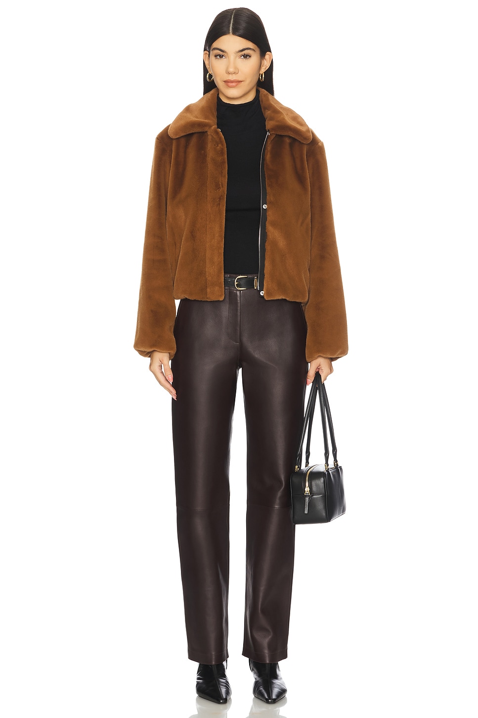Theory Faux Fur Jacket in Wood | REVOLVE