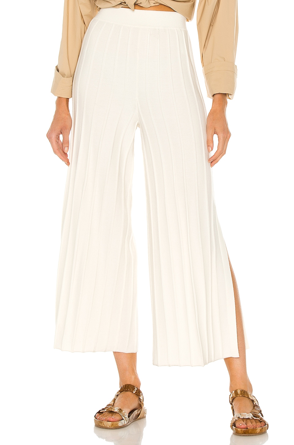 Theory Wide Rib Pant in Ivory | REVOLVE