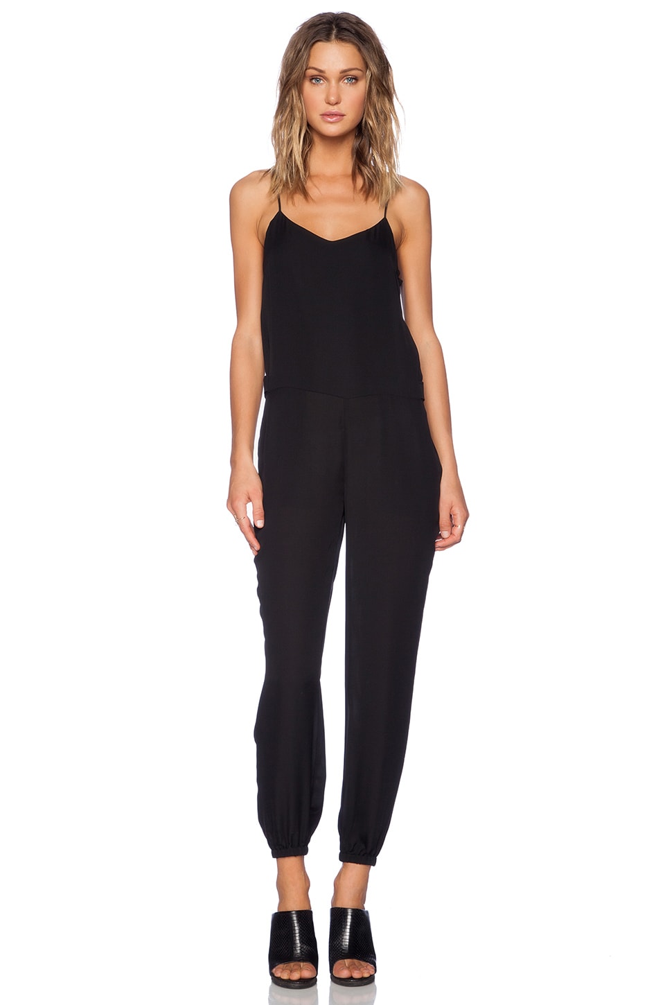 theory black silk jumpsuit