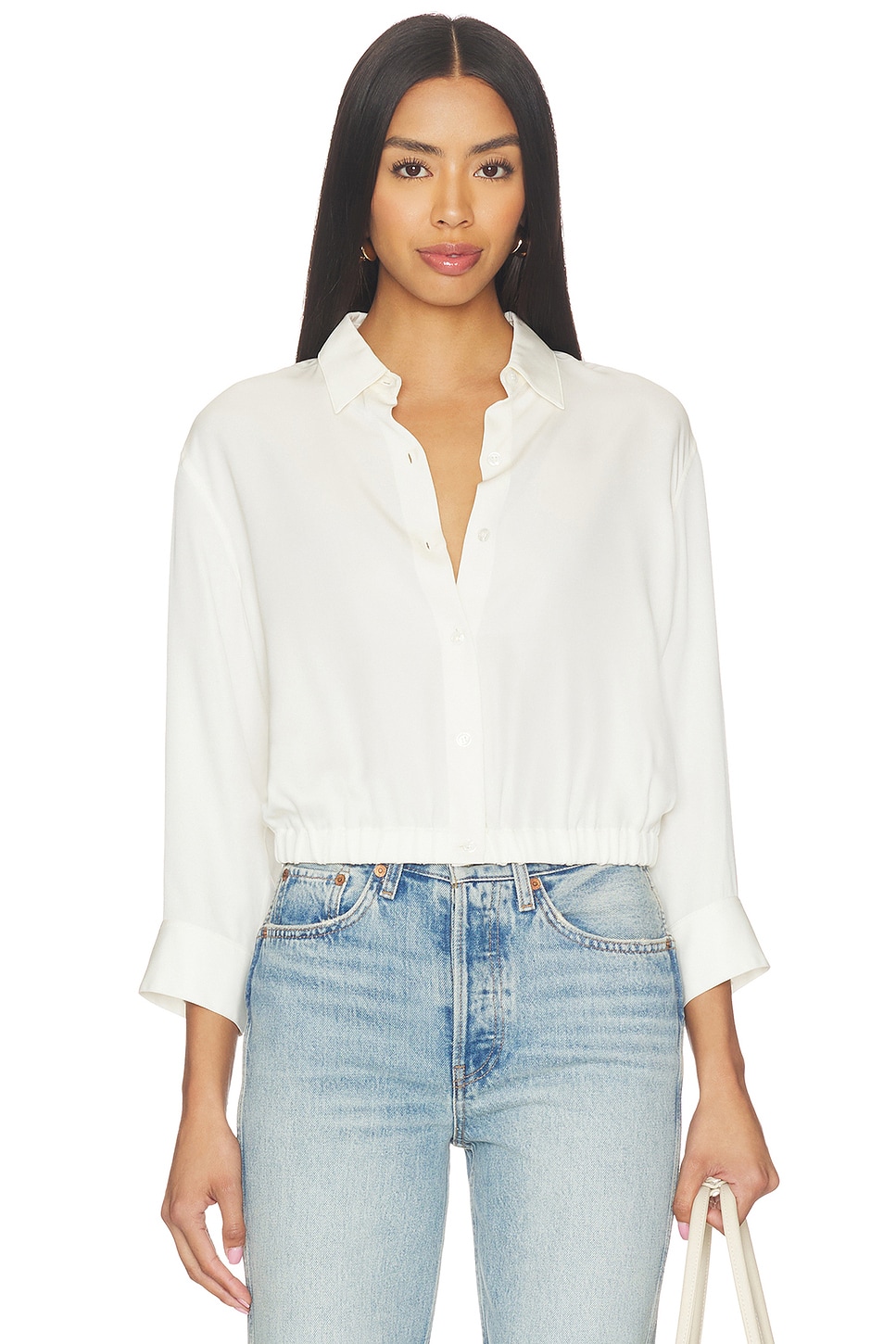 Quarter Sleeve Cropped Shirt