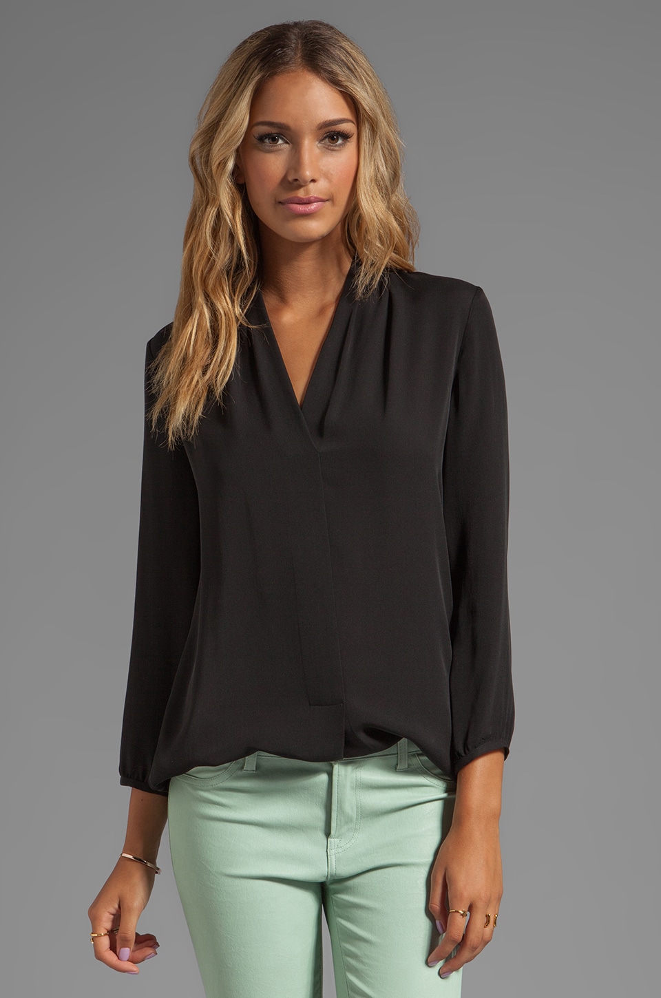 Theory Helona Silk Blouse in Black | REVOLVE