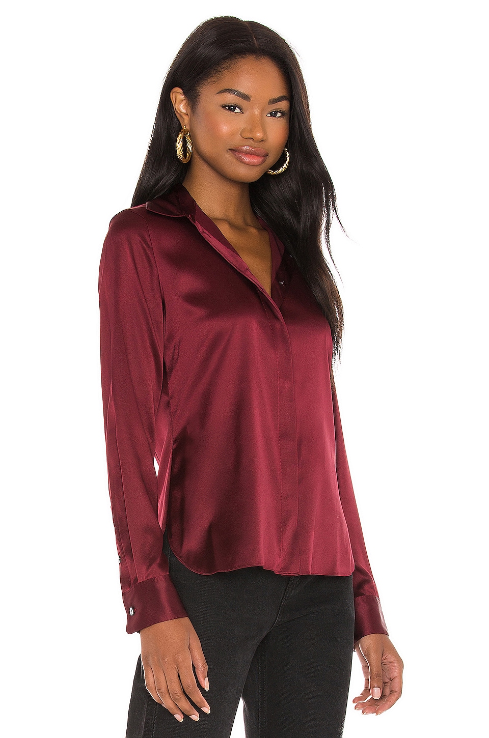 Theory Classic Fitted Shirt in Currant | REVOLVE