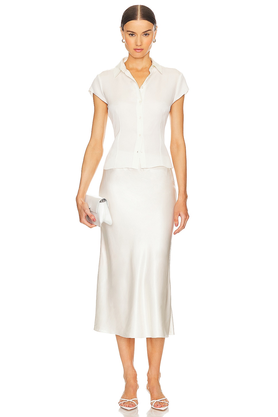 Theory Cap Sleeve Blouse in Ivory | REVOLVE Theory Cap Sleeve Blouse in Ivory | REVOLVE