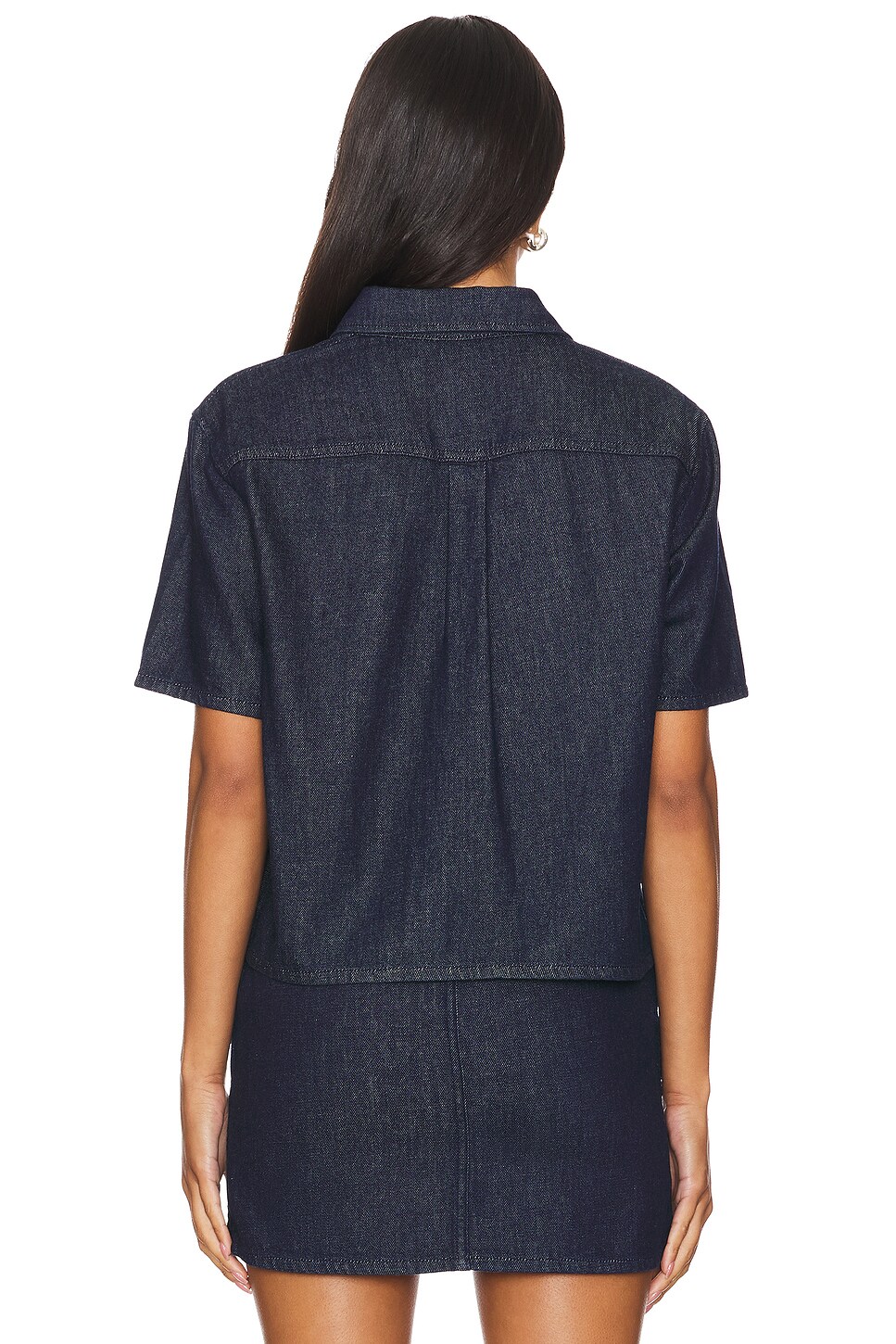 Boxy P Theory Boxy Short Sleeve Shirt in Indigo | REVOLVE
