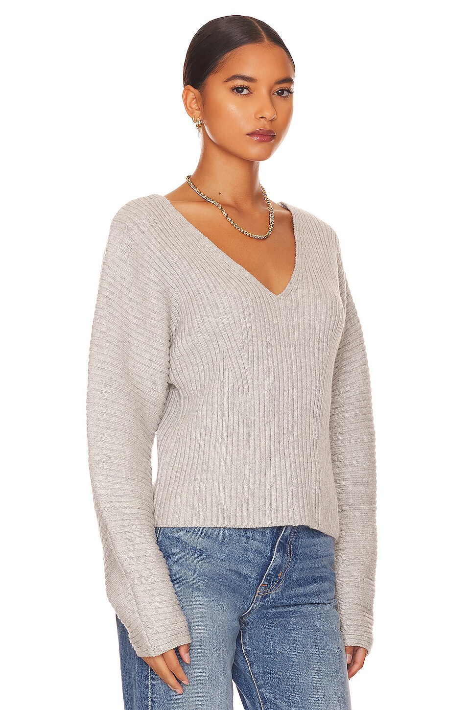 The Range Double V Sweater in Wolf