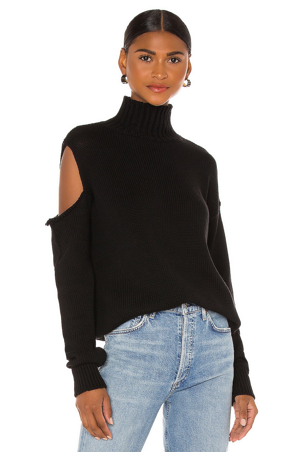 LAGEMMA Cut-out Turtleneck Sweater in Black