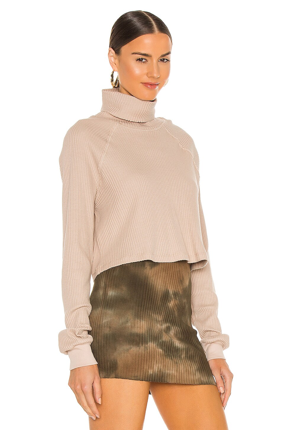 The Range Stark Jumbo Waffle Knit Cropped Turtleneck in Saddle | REVOLVE