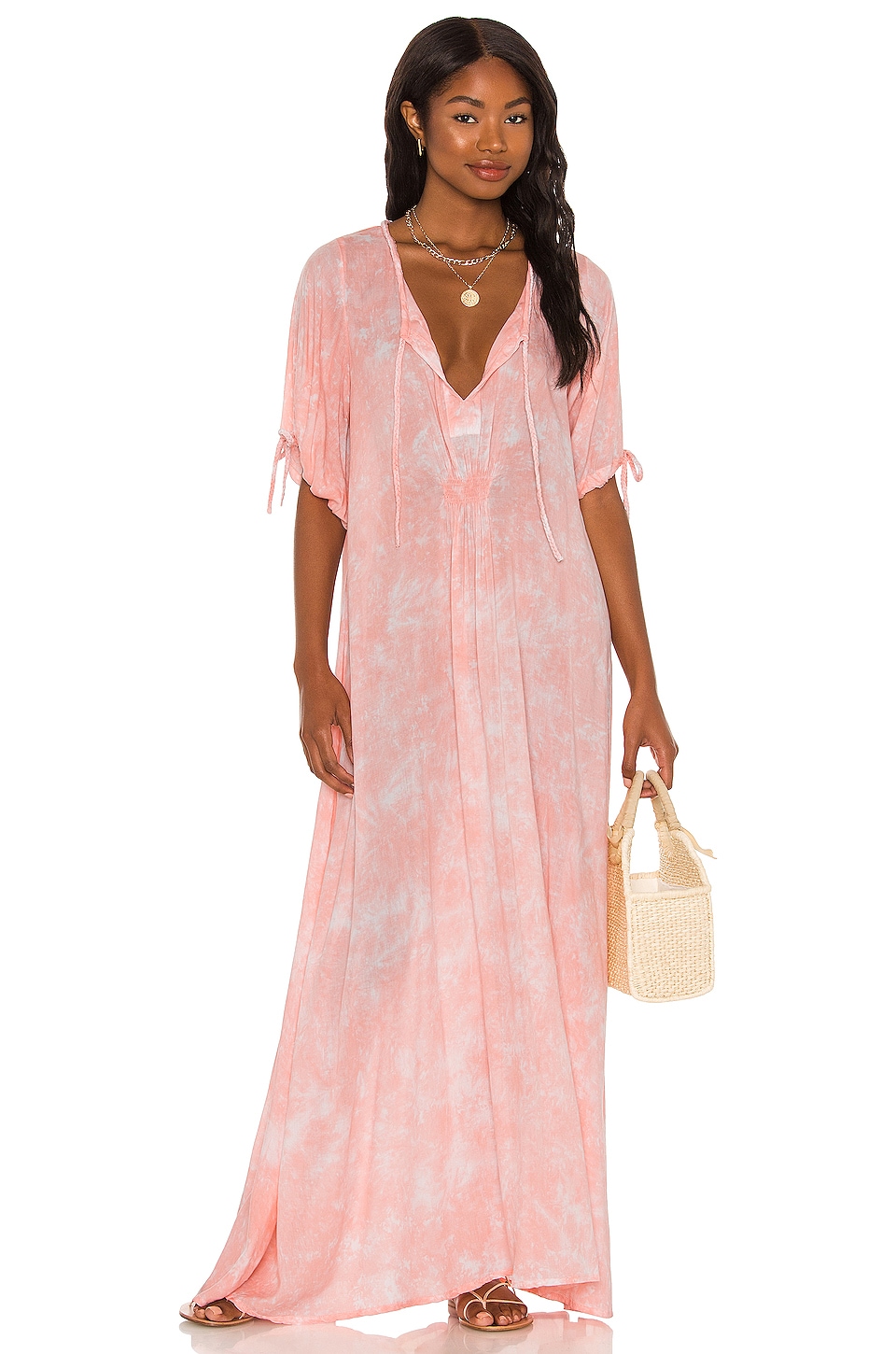 Tiare Hawaii Paroa Bay Dress in Smoke Peach & White