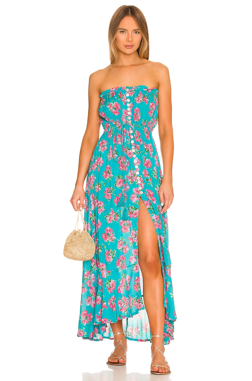 Tiare Hawaii Ryden Maxi Dress In Hibiscus Bouquet Teal | REVOLVE