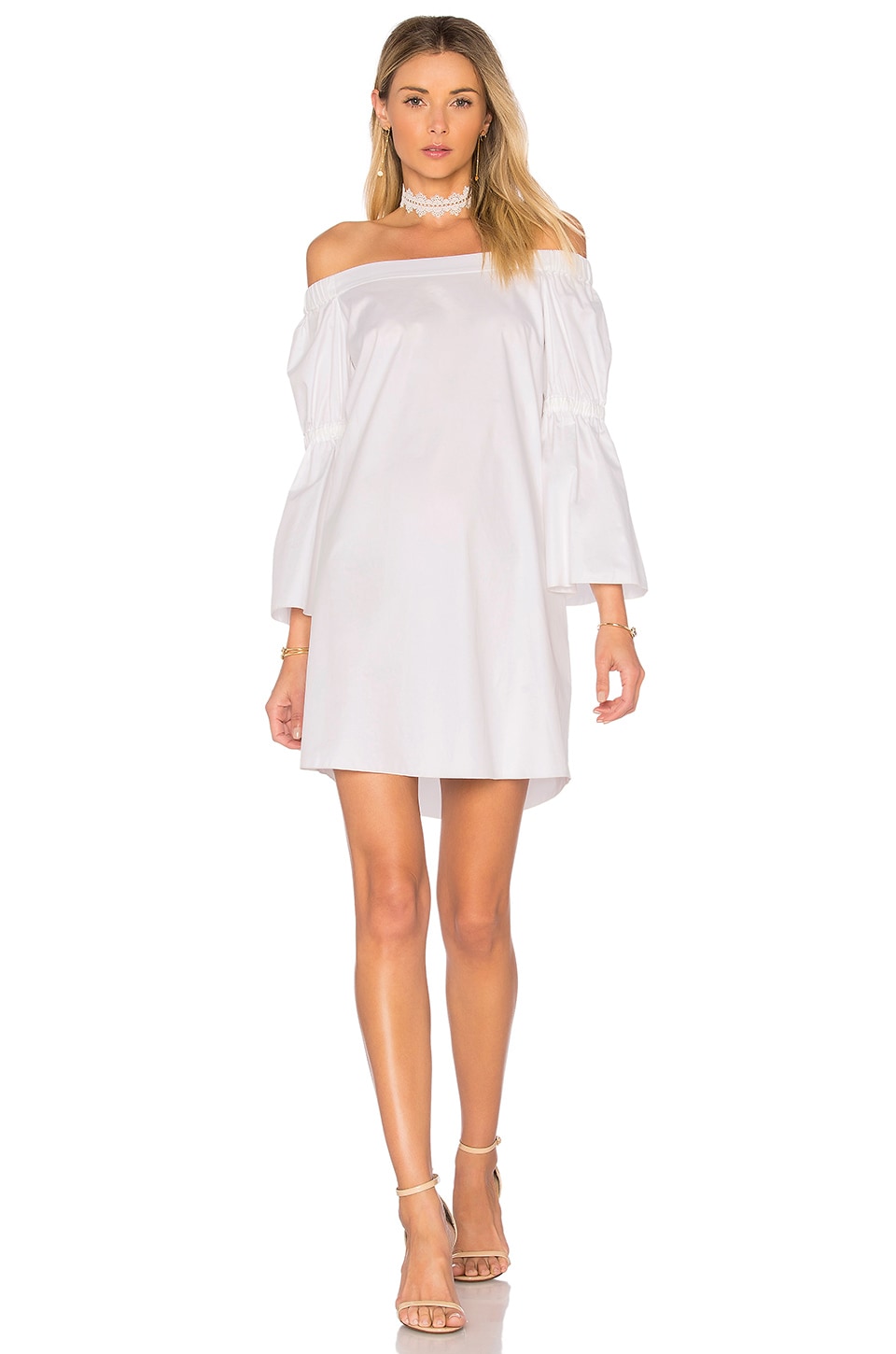 lantern sleeve white dress