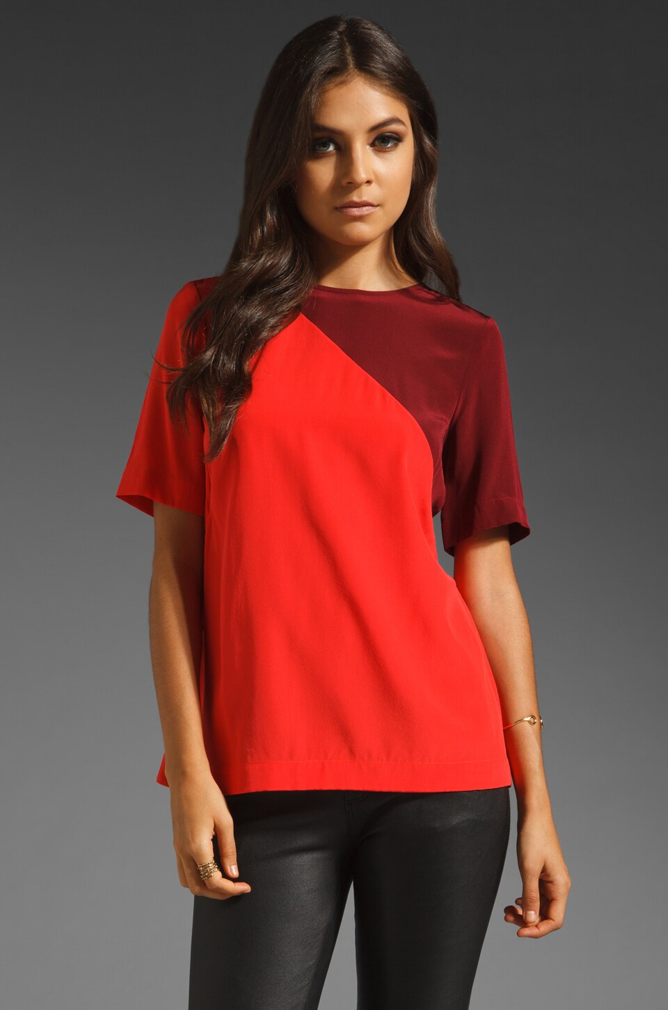 Tibi Colorblock CDC Top in Red | REVOLVE