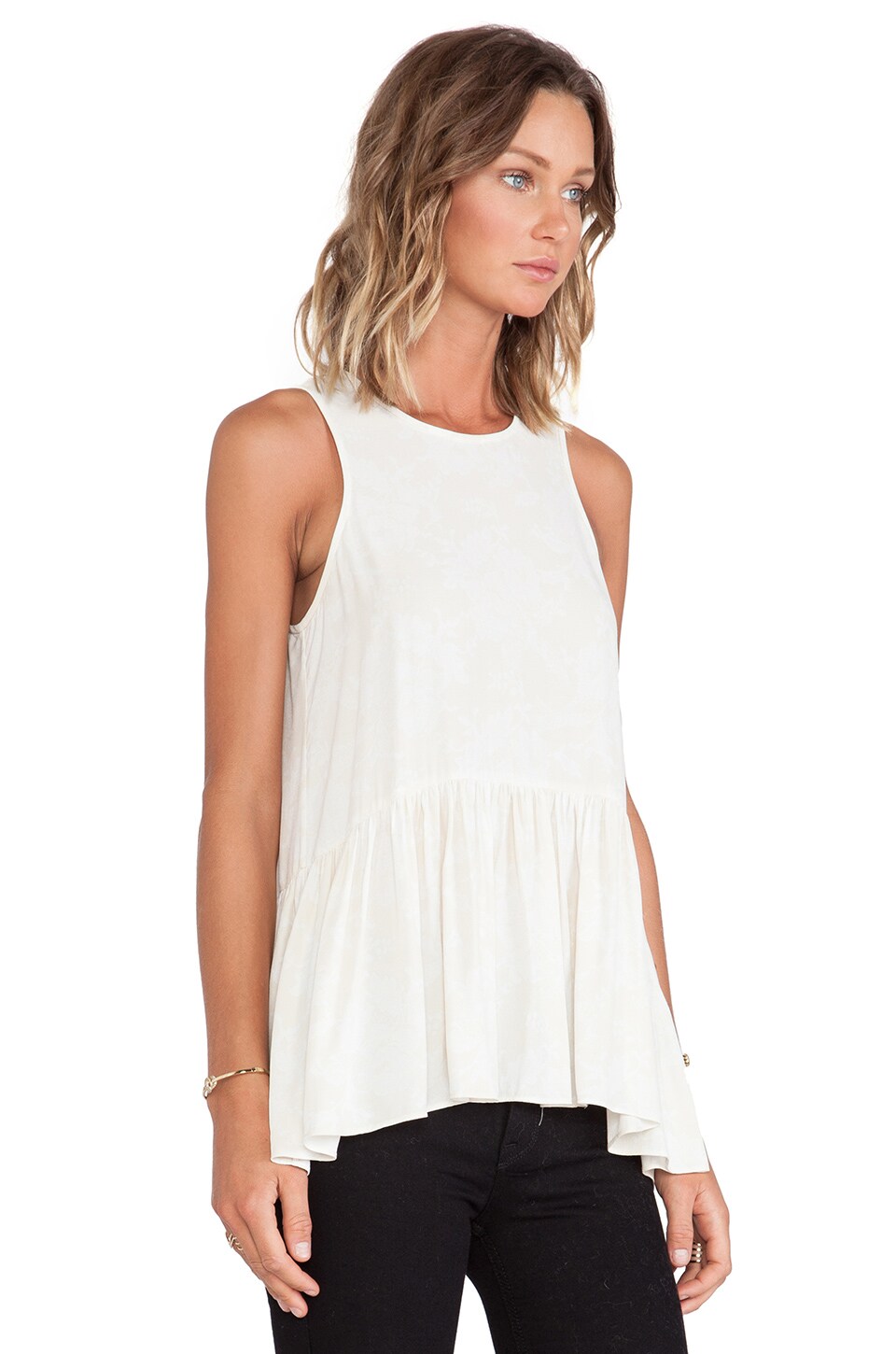 Tibi Tapestry Print Racerback Top in Cream Multi