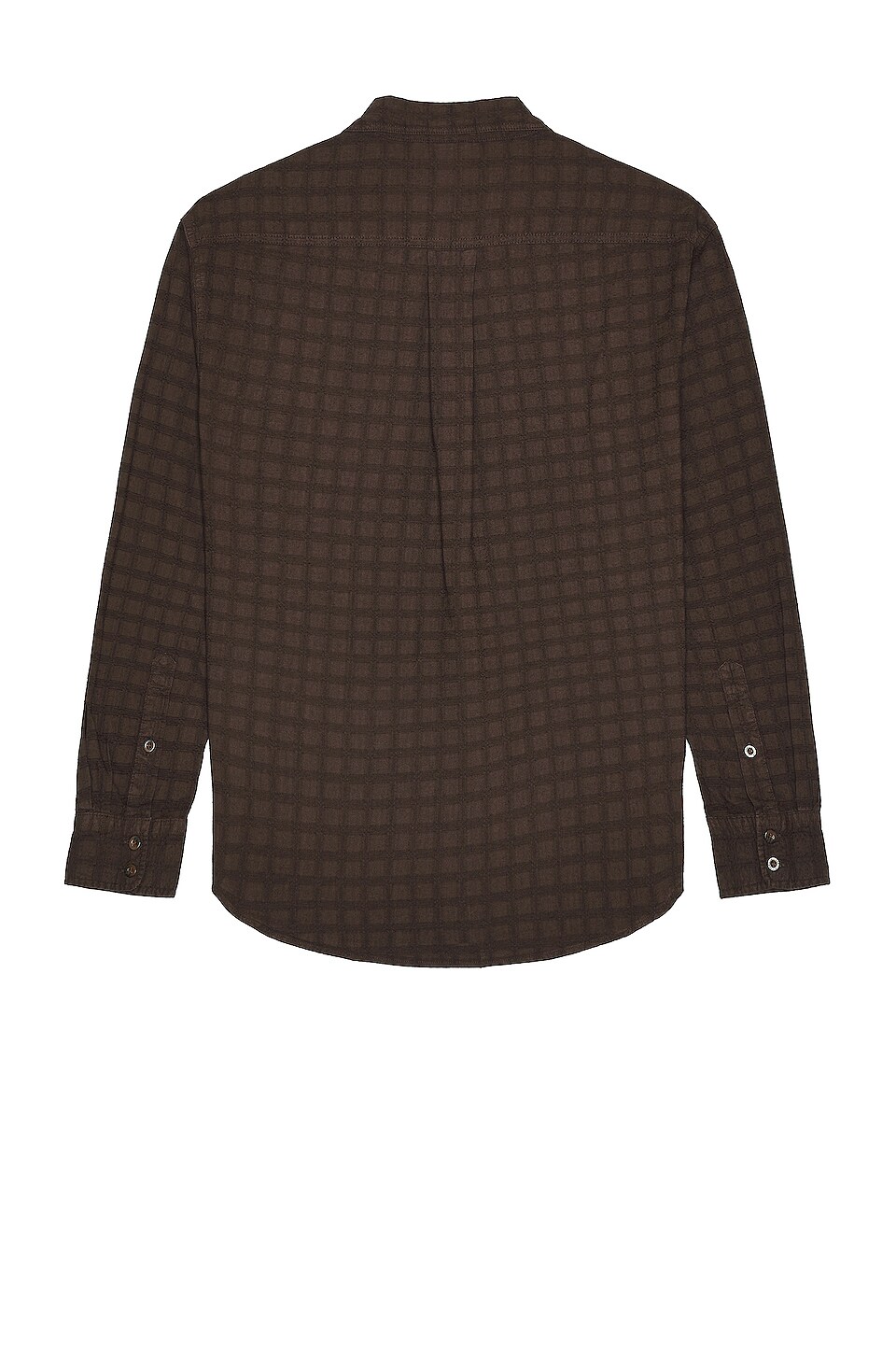 THRILLS Disruption Jacquard Check Long Sleeve Shirt in Postal Brown