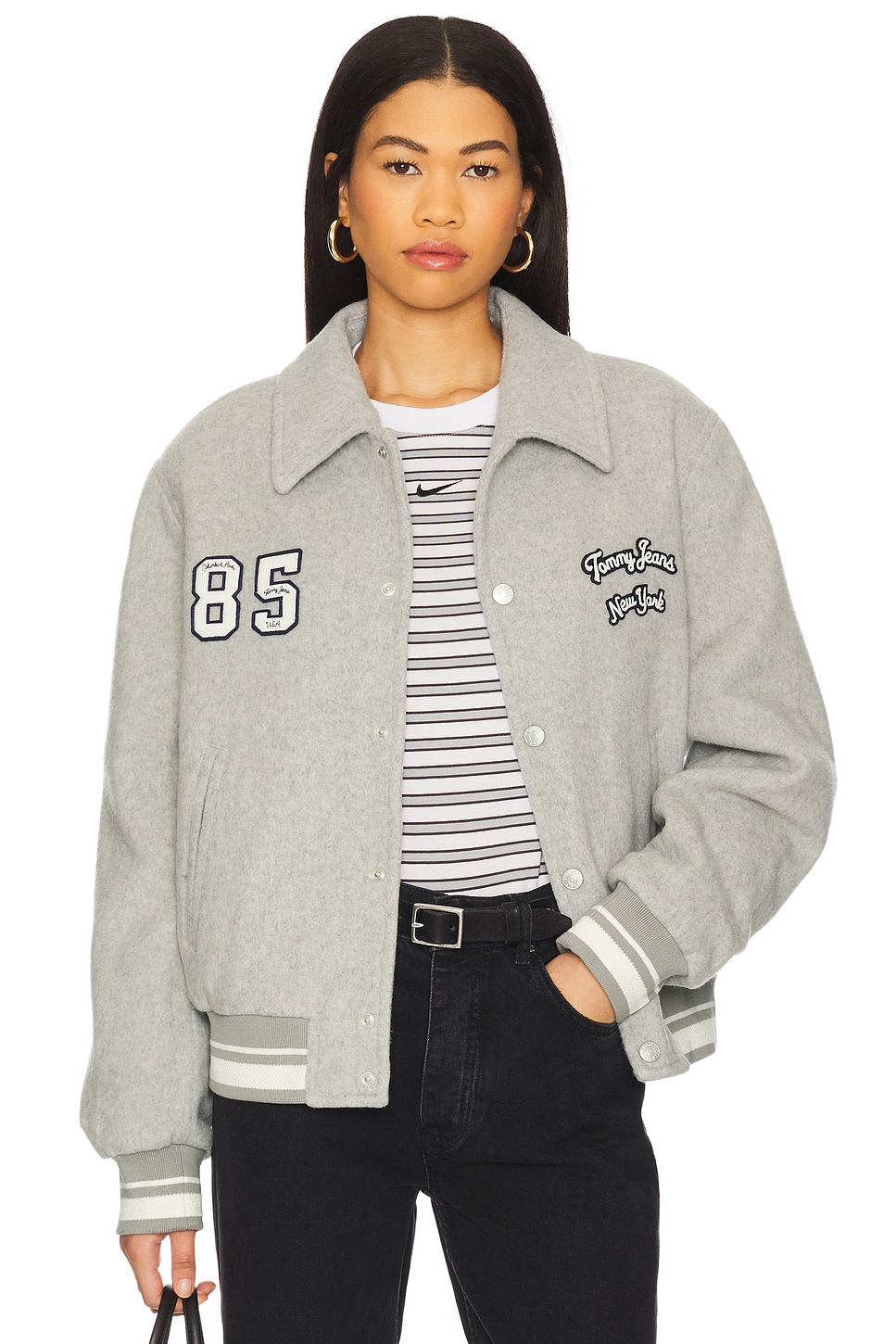 美品　Theory Varsity JKT P グレー Tommy Jeans Varsity Jacket in Grey Heather | REVOLVE