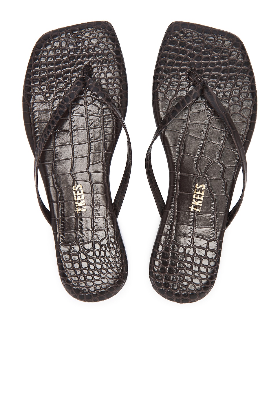TKEES Square Toe Lily Sandal in Carob Croc | REVOLVE