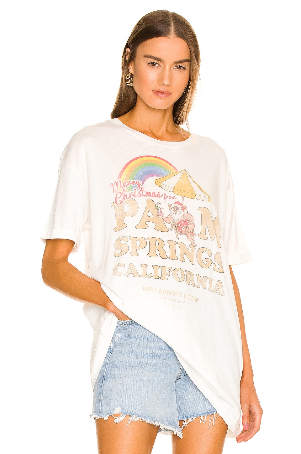 The Laundry Room Palm Springs Christmas Oversized Tee in White