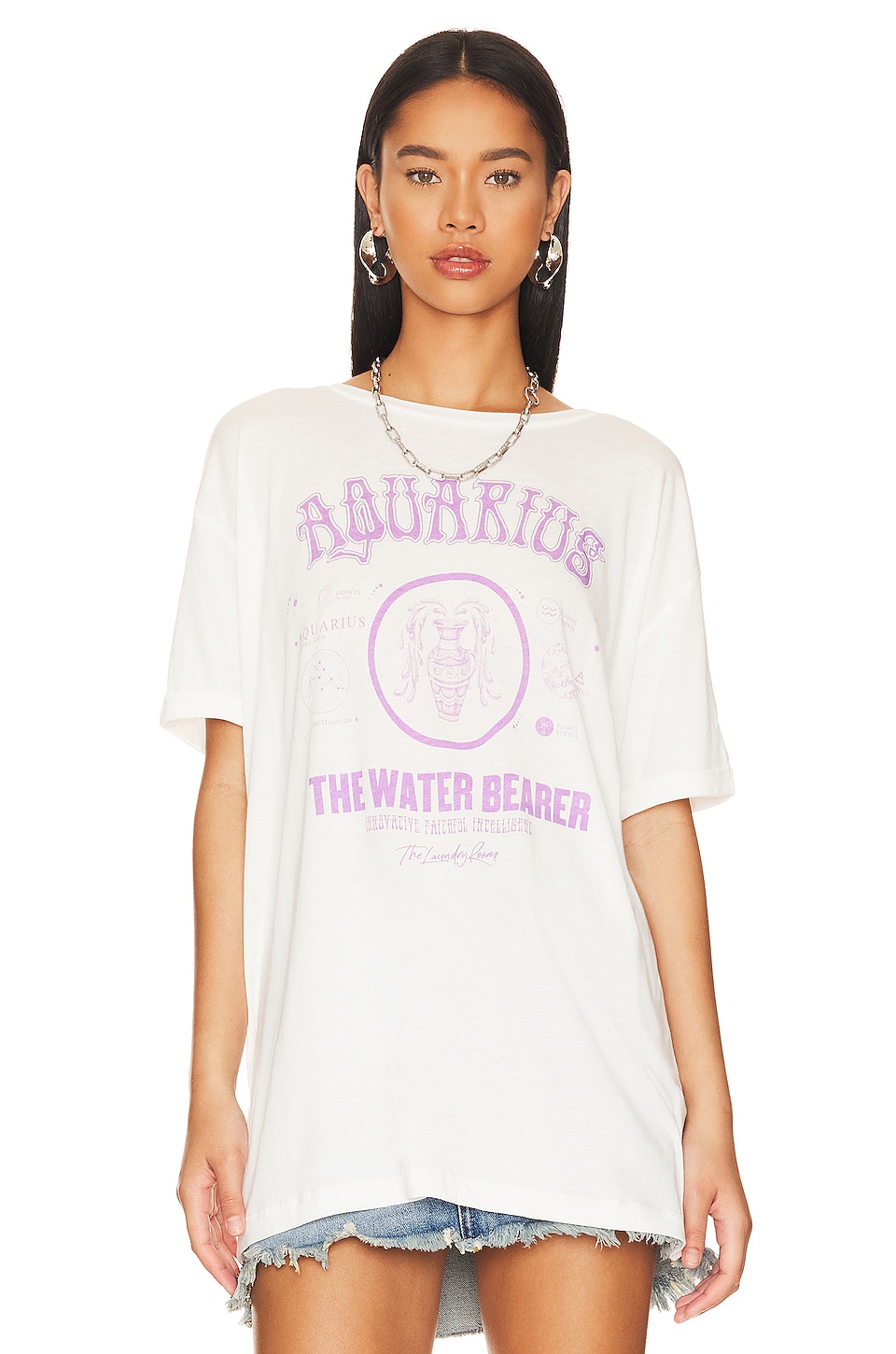 The Laundry Room Vintage Aquarius Oversize Tee in White