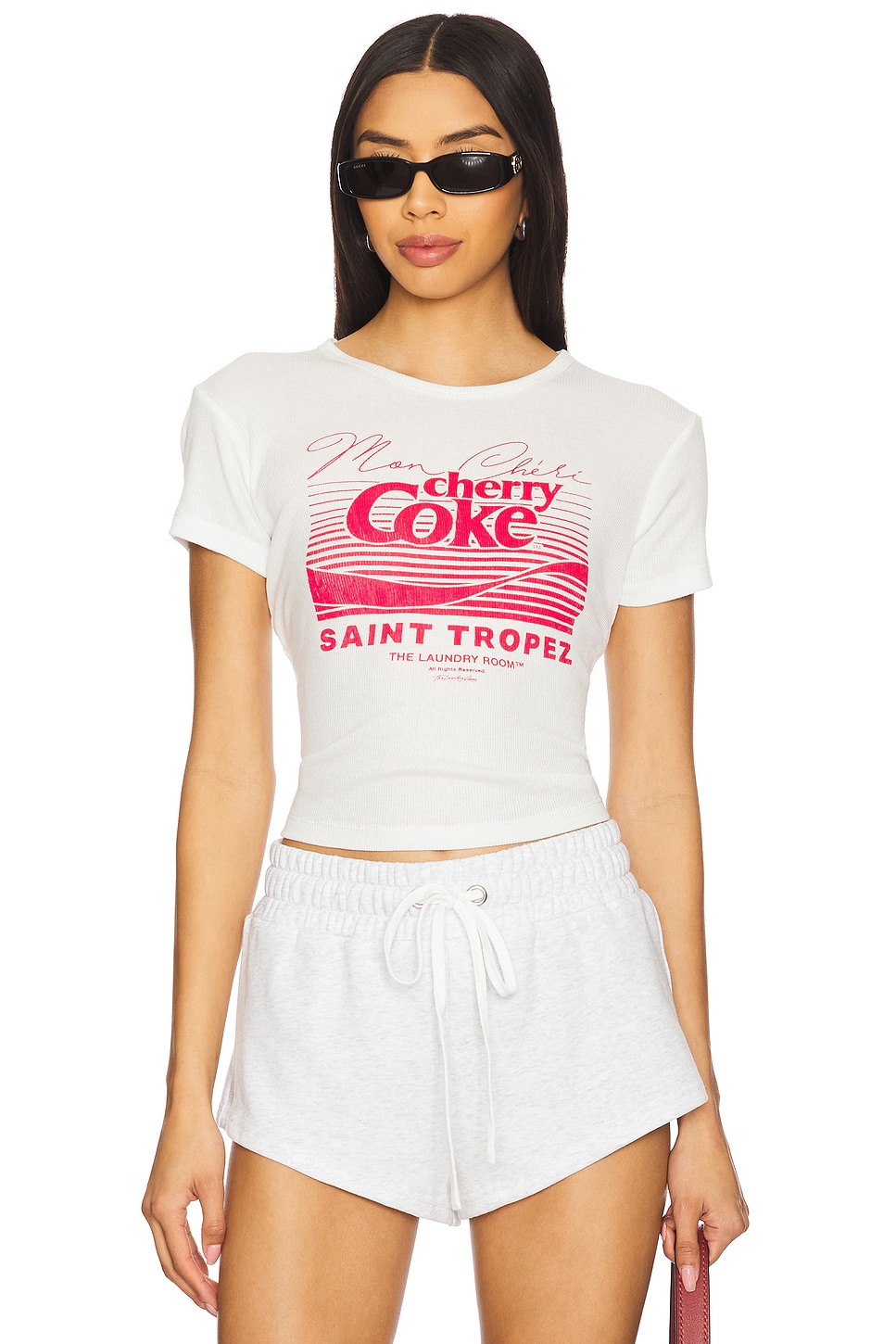 The Laundry Room Cherry Coke Saint Tropez Baby Tee in White | REVOLVE
