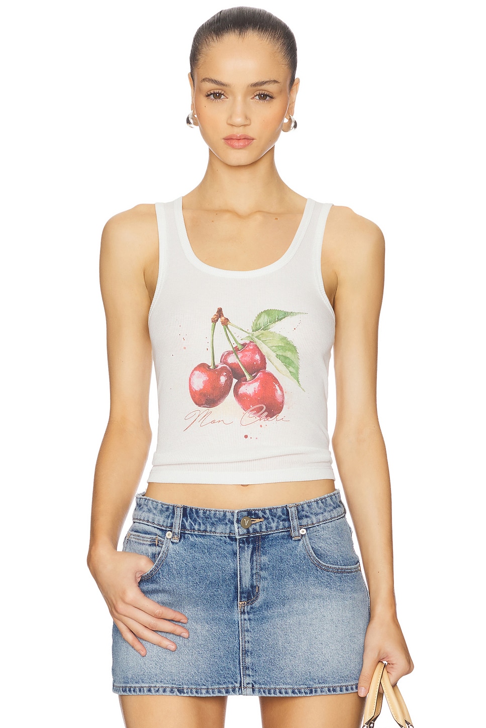 【cherry】THE TOE♡korinthos sleeveless Juniors' Harper & Ivy Lace Trimmed Double Cherry Graphic Tank Top
