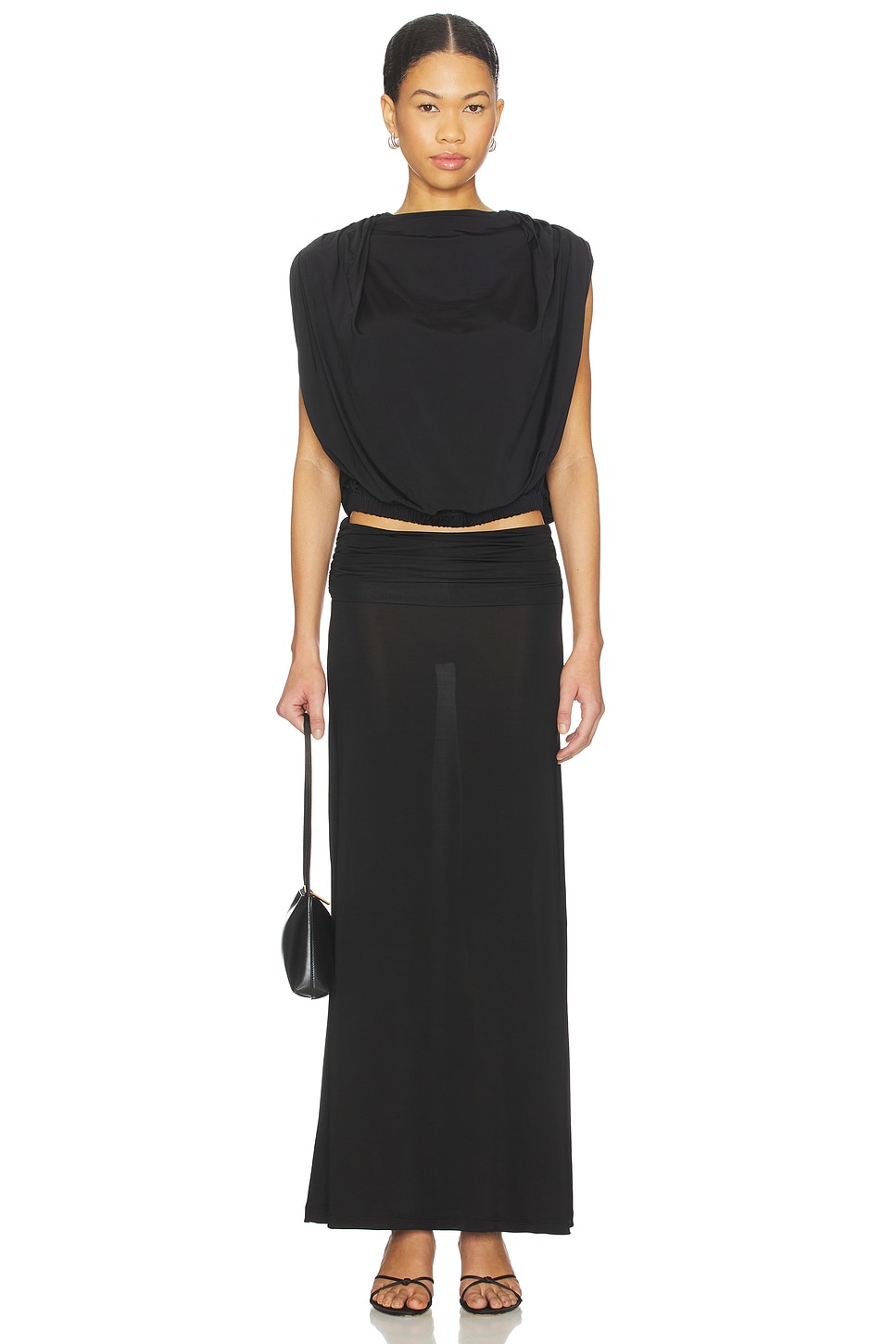 Draped Front Shell The Line by K Bobi Draped Shell Top in Black | REVOLVE