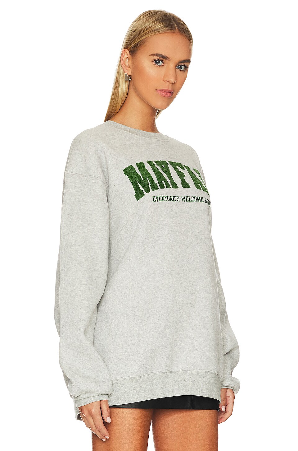 The Mayfair Group Everyone's Welcome Crewneck in Heather Grey