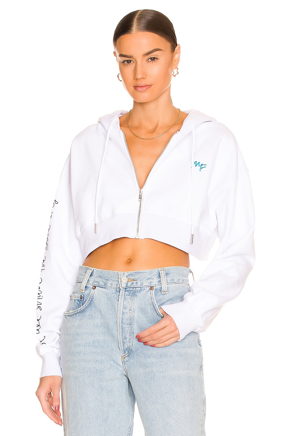 The Mayfair Group x REVOLVE Cropped Zip-Up Hoodie in White | REVOLVE