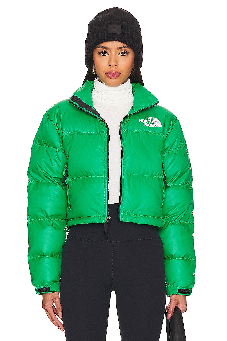 The North Face Nuptse Short Jacket in Chlorophyll Green REVOLVE