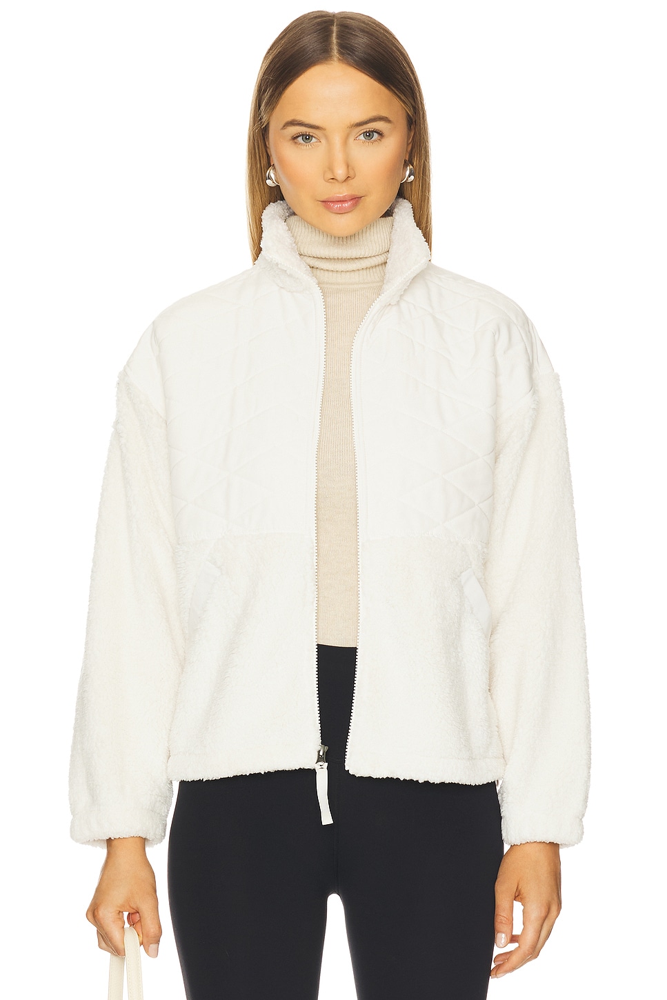 The North Face Cabin Fleece Full Zip in White Dune | REVOLVE