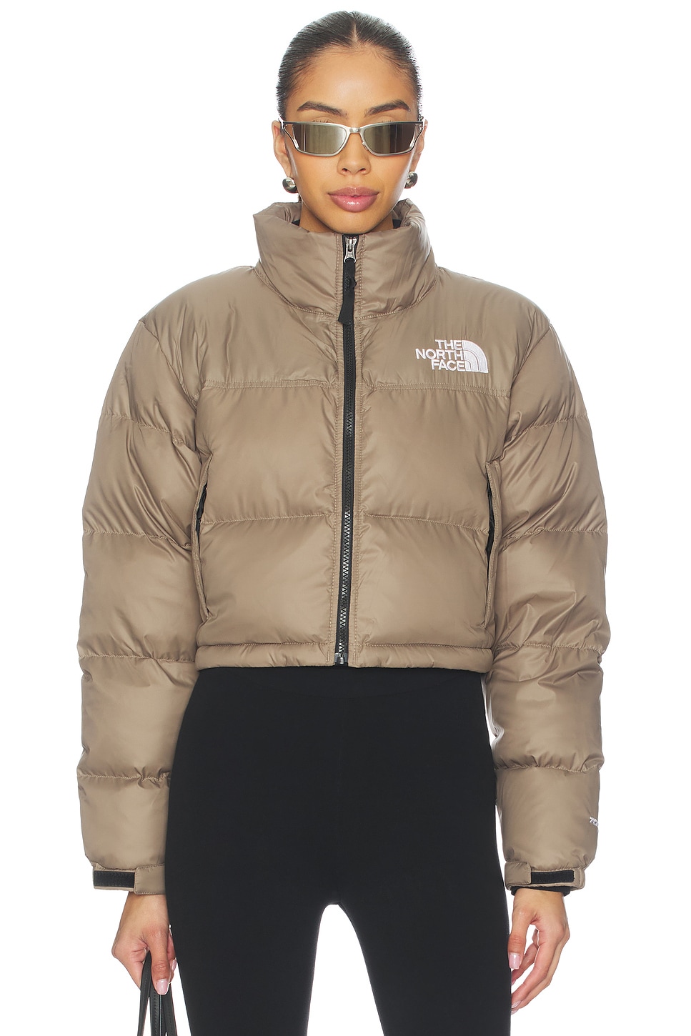 The North Face Nuptse Short Jacket in Mocha Brown | REVOLVE