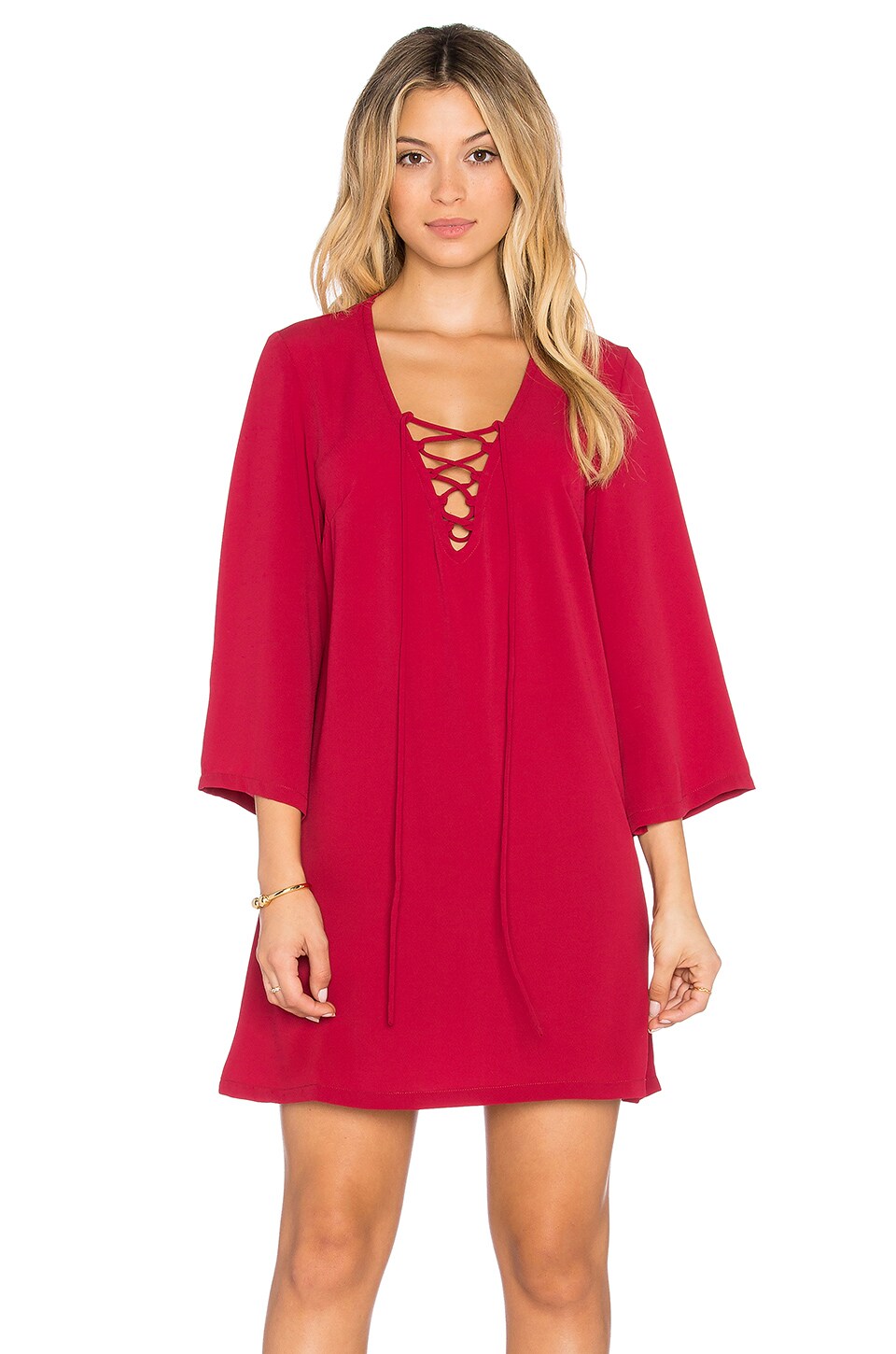 Toby Heart Ginger x Love Indie Free Spirit Lace Up Dress in Wine
