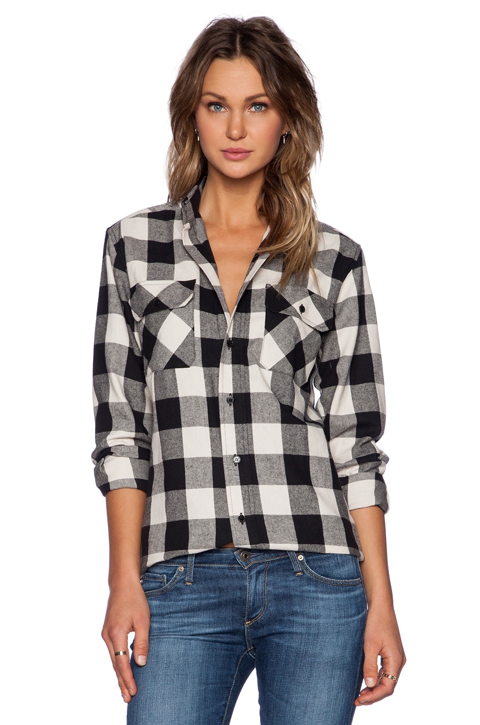 Toby Heart Ginger Bridget Oversized Shirt in Black & Cream Check | REVOLVE