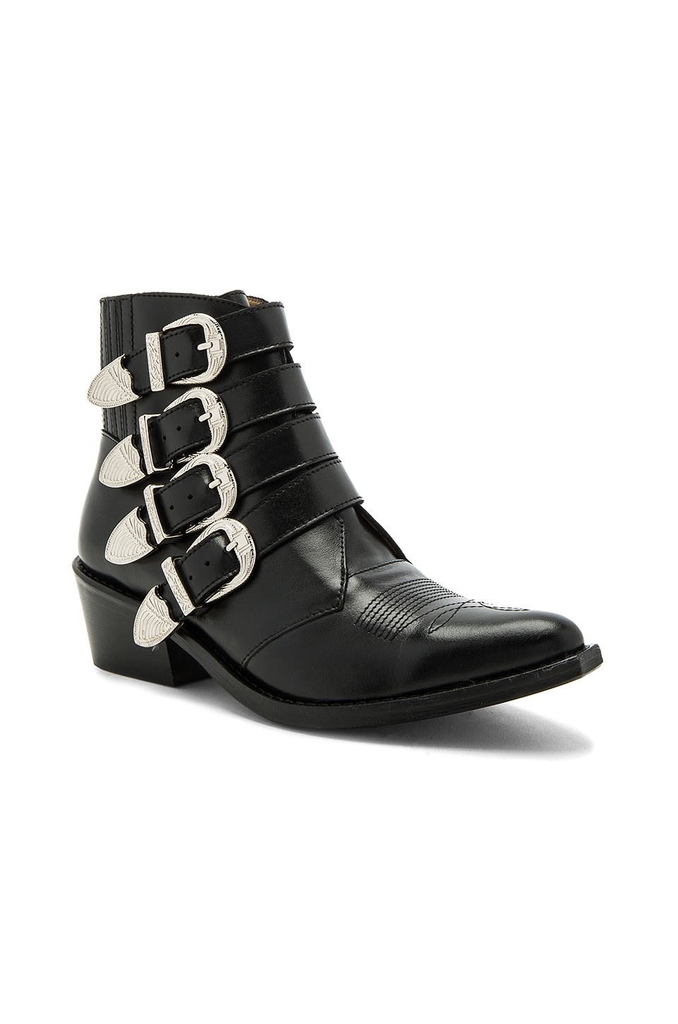 TOGA 50Mm Buckle Up Leather Cowboy Boots, Black in Black Leather | ModeSens