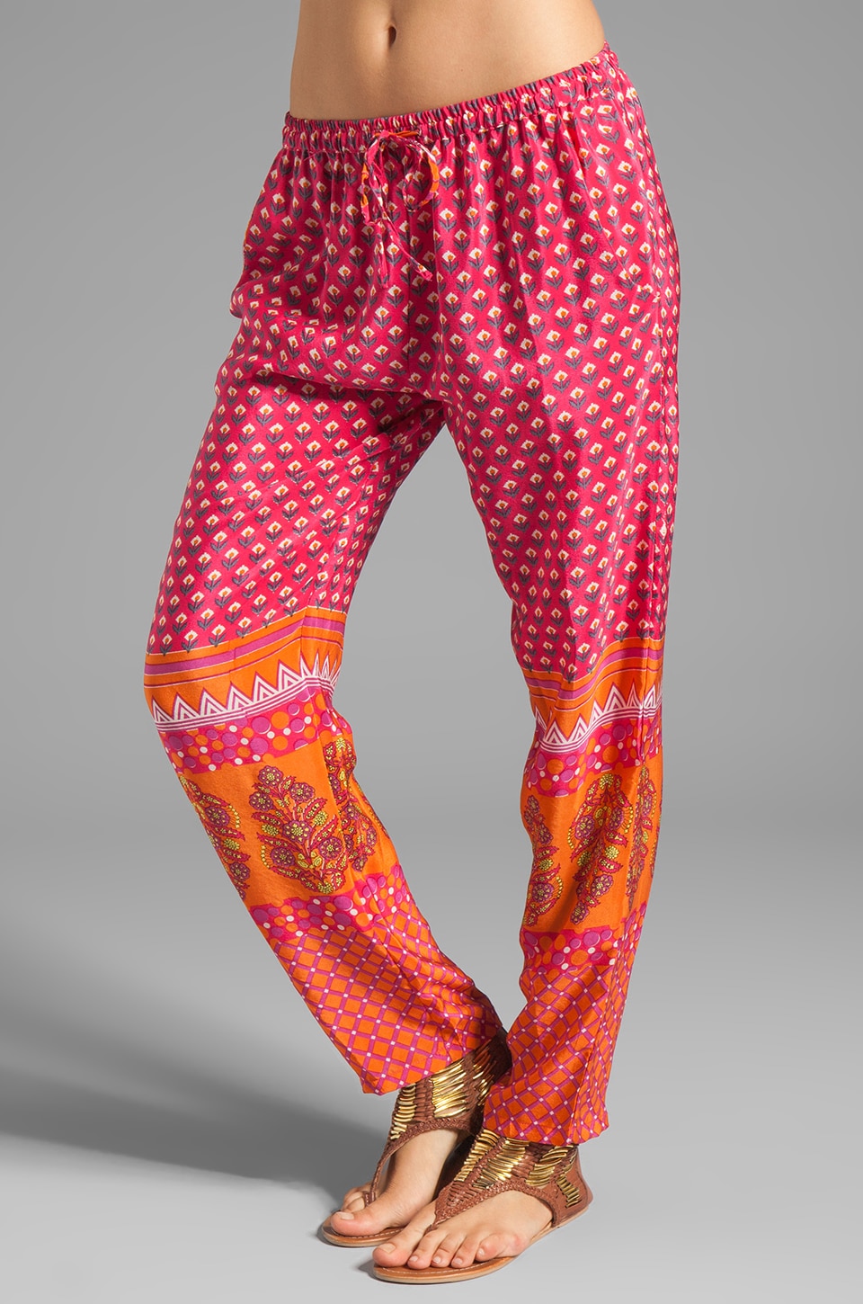 Tolani Carrie Silk Pant en Fuchsia/Orange
