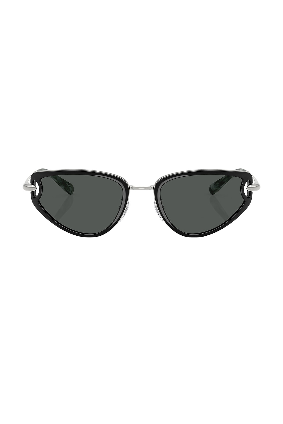 Tory Burch Oval Sunglasses in Black & Silver | REVOLVE display picture 1