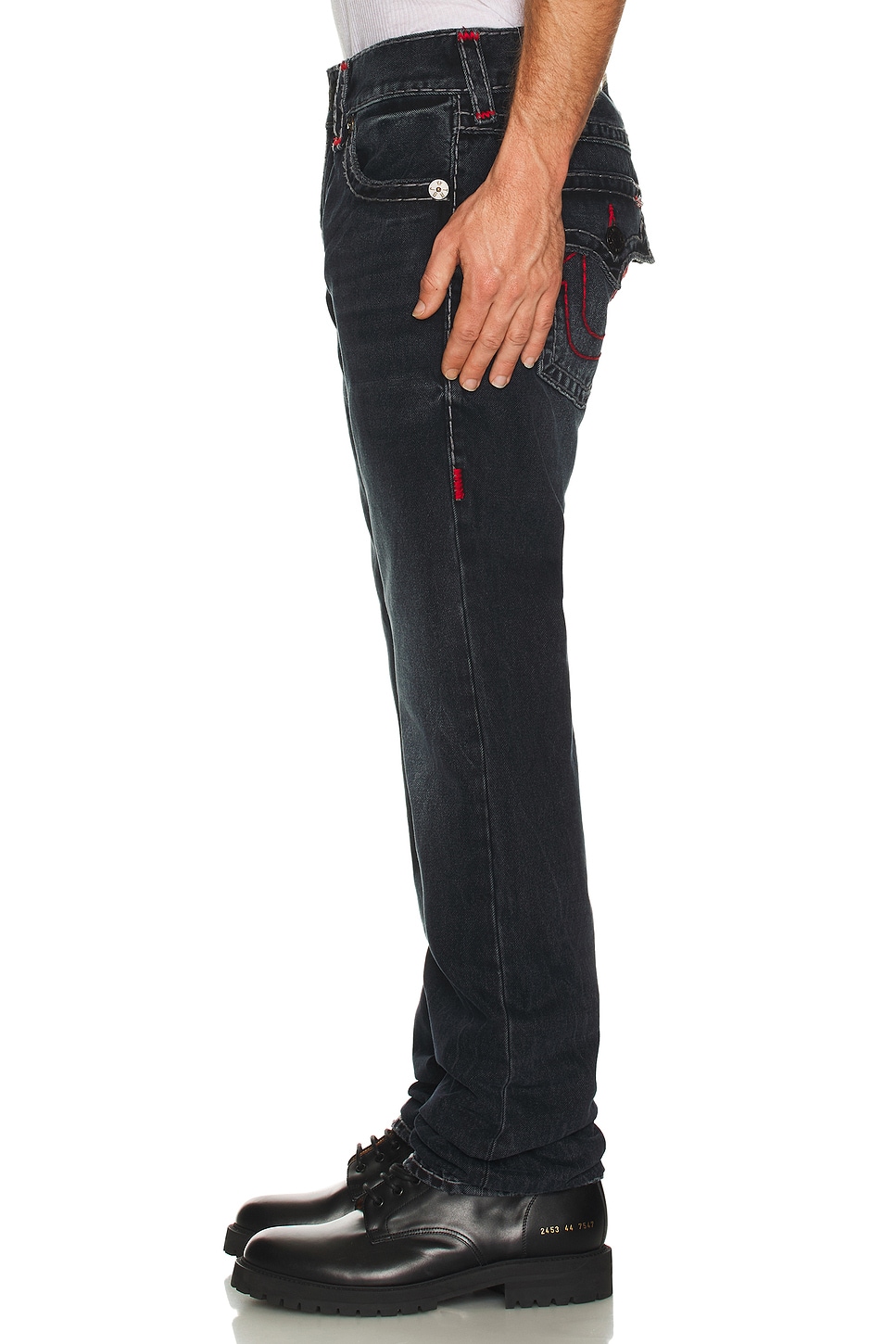 True Religion Ricky Super T Flap Jeans in Chanson Blue Black Wash