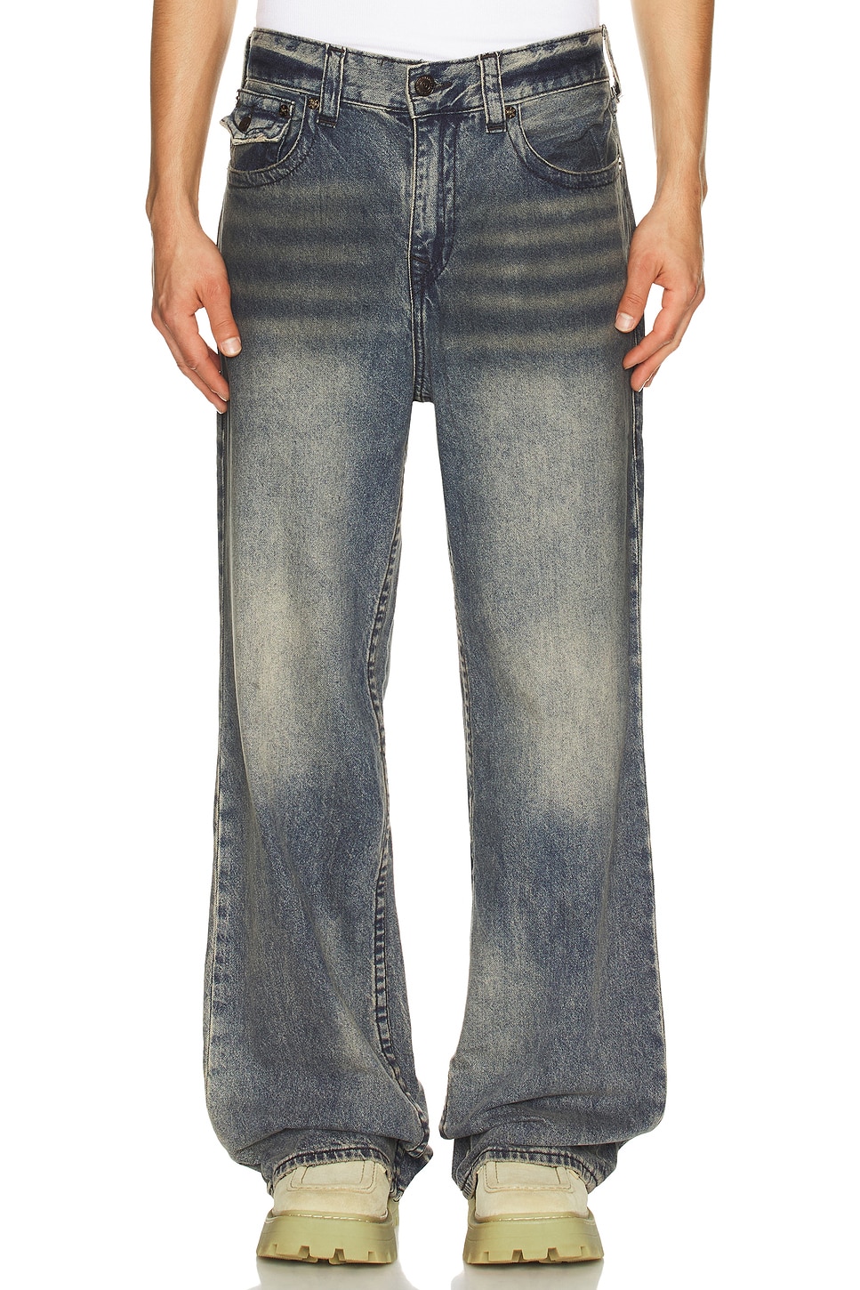 True Religion Vinny Flap Jeans in Warm Sand Medium Wash | REVOLVE